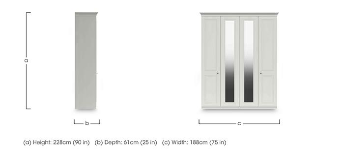 Marylebone Tall 4 Door Wardrobe With 2 Mirror Doors in  on Furniture Village