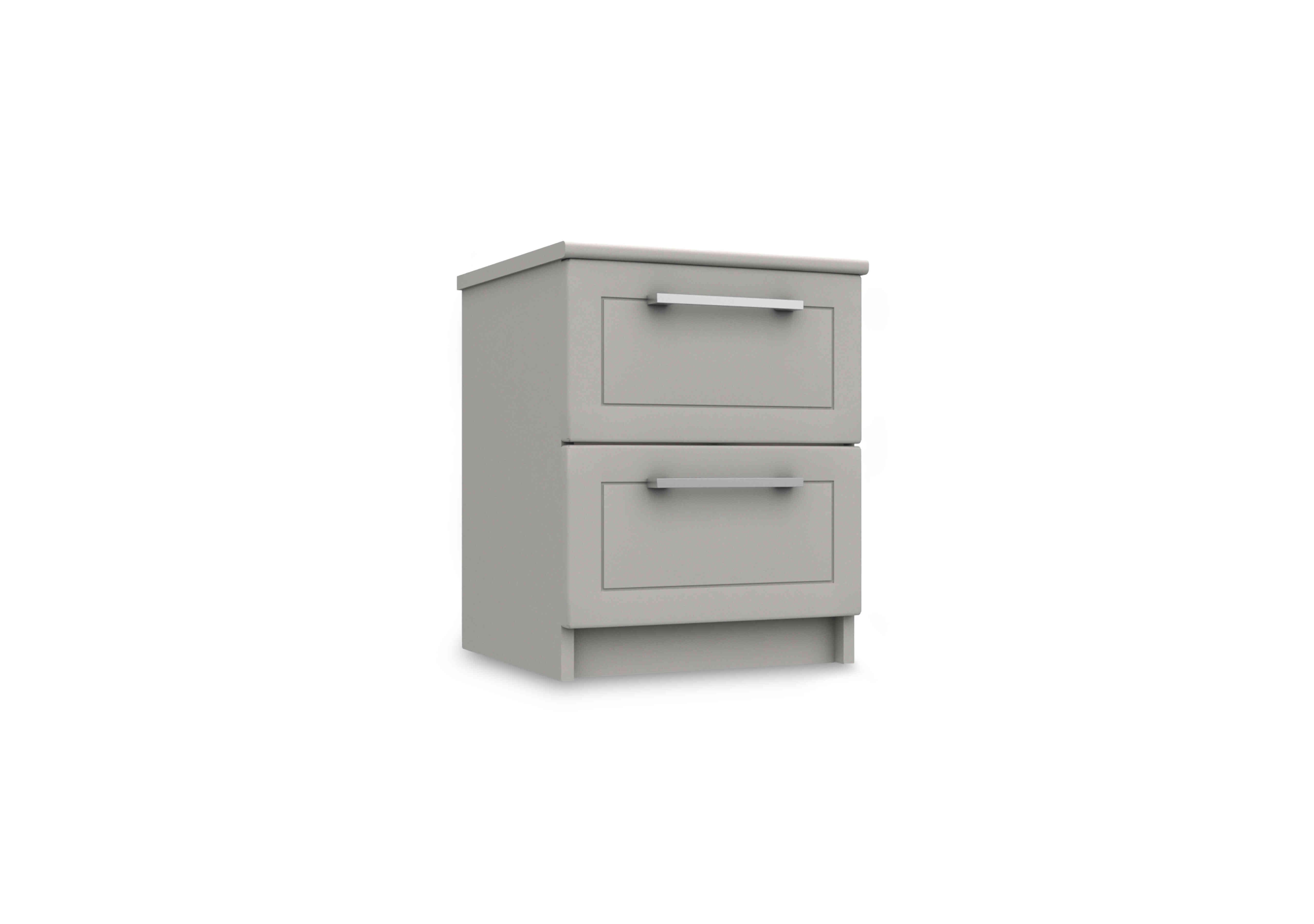 Bexley 2 Drawer Bedside Cabinet in Light Grey Gloss on Furniture Village