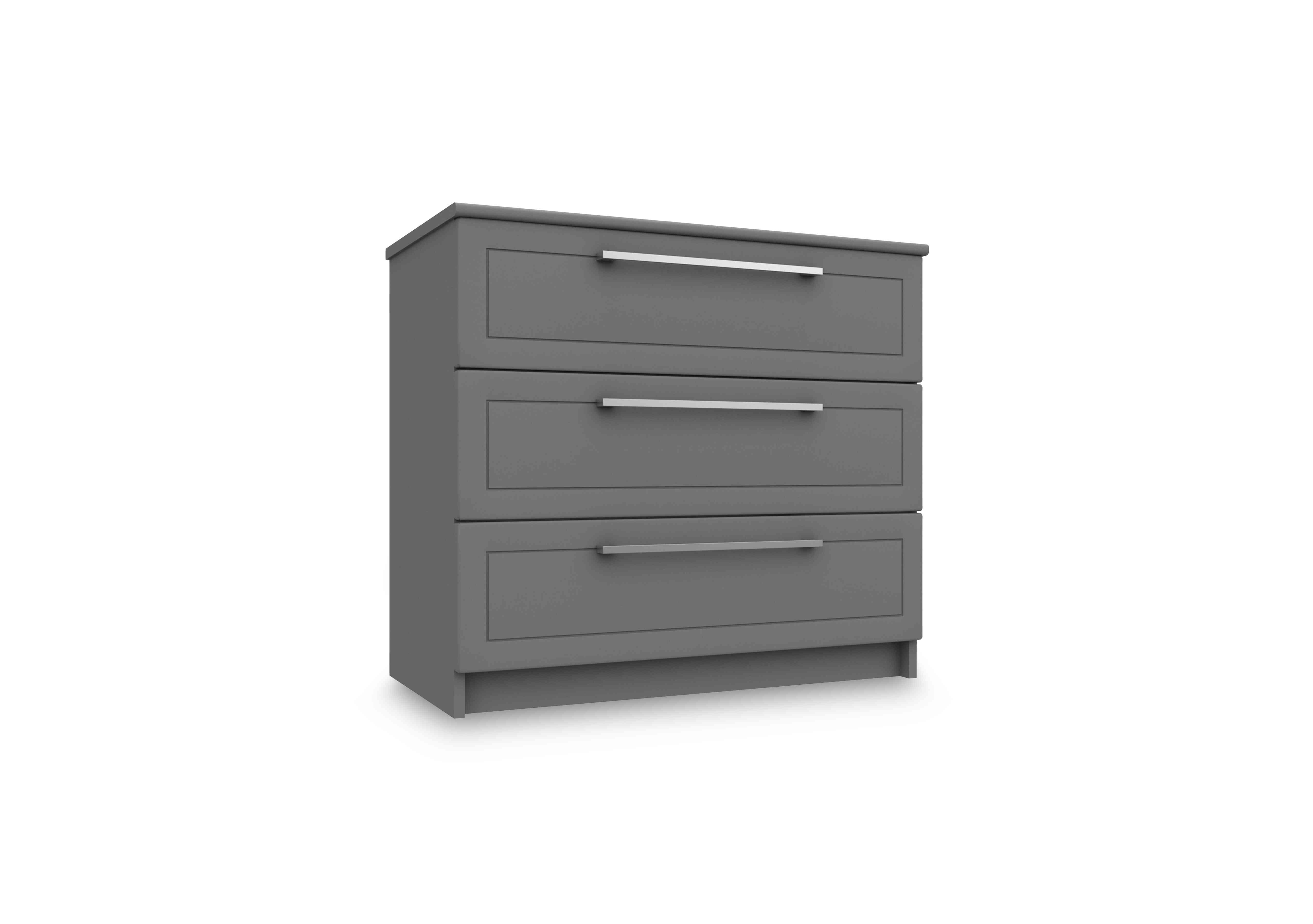 Bexley 3 Drawer Chest in Dust Grey Gloss on Furniture Village