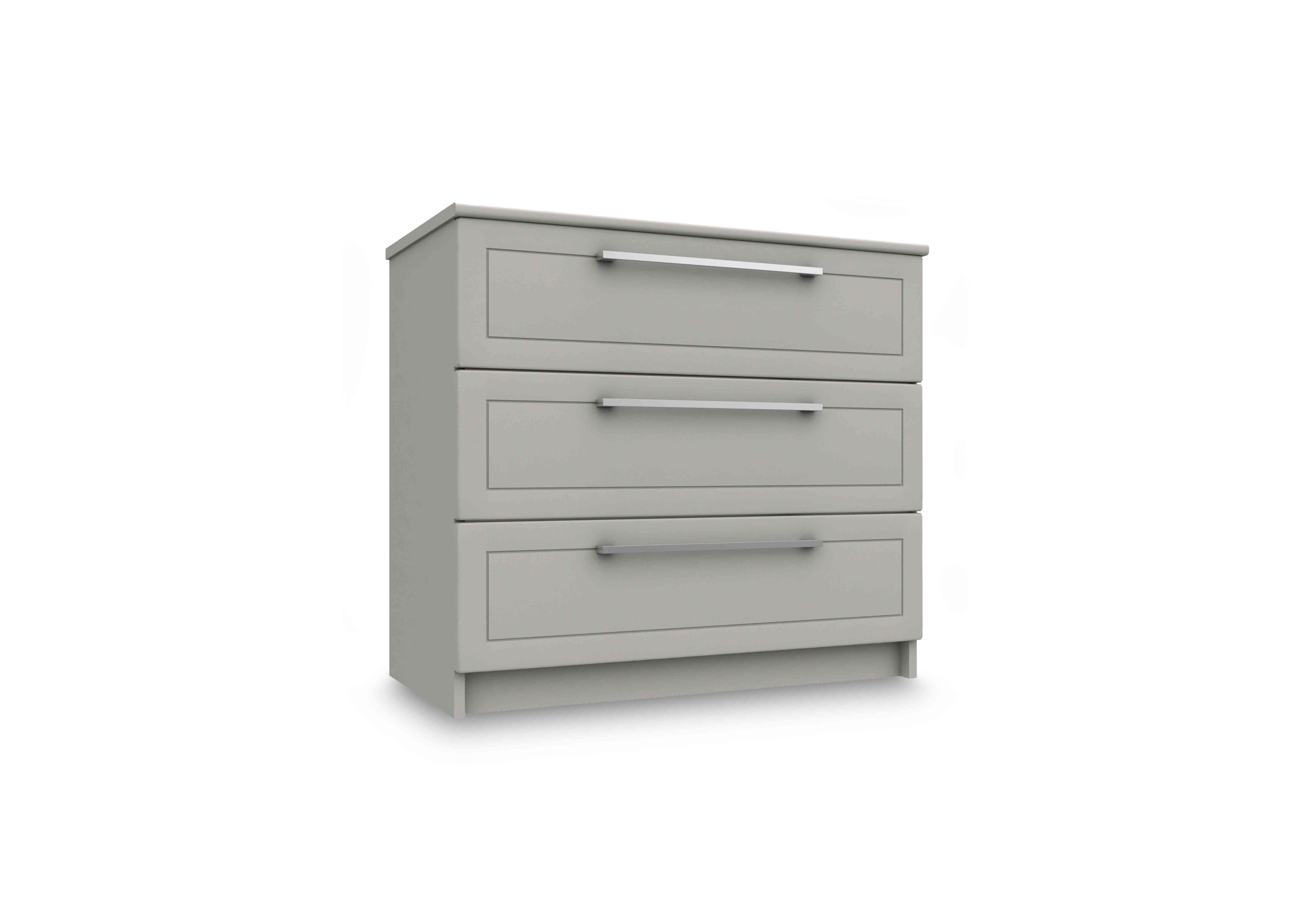 Bexley 3 Drawer Chest in Light Grey Gloss on Furniture Village