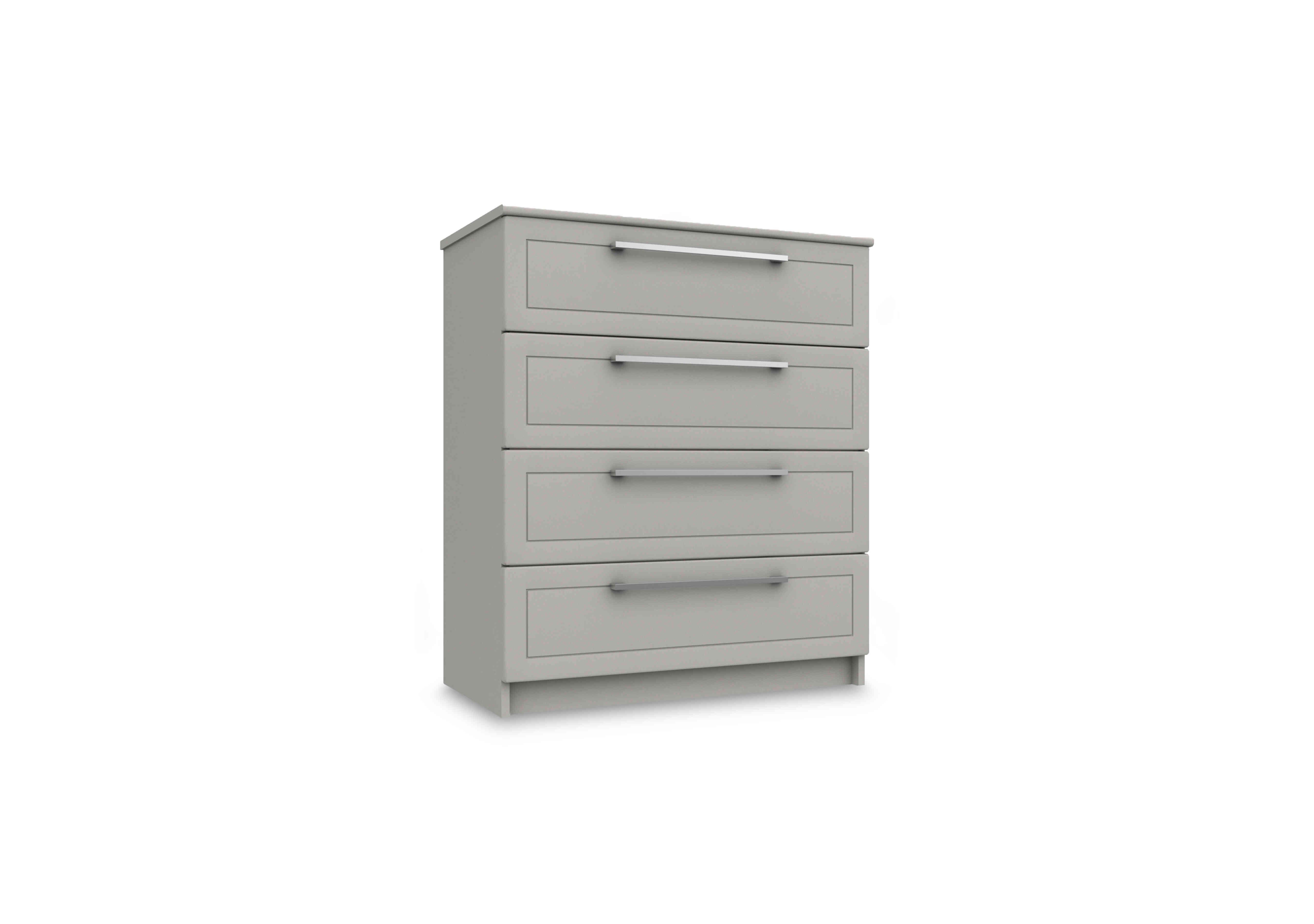 Bexley 4 Drawer Chest in Light Grey Gloss on Furniture Village