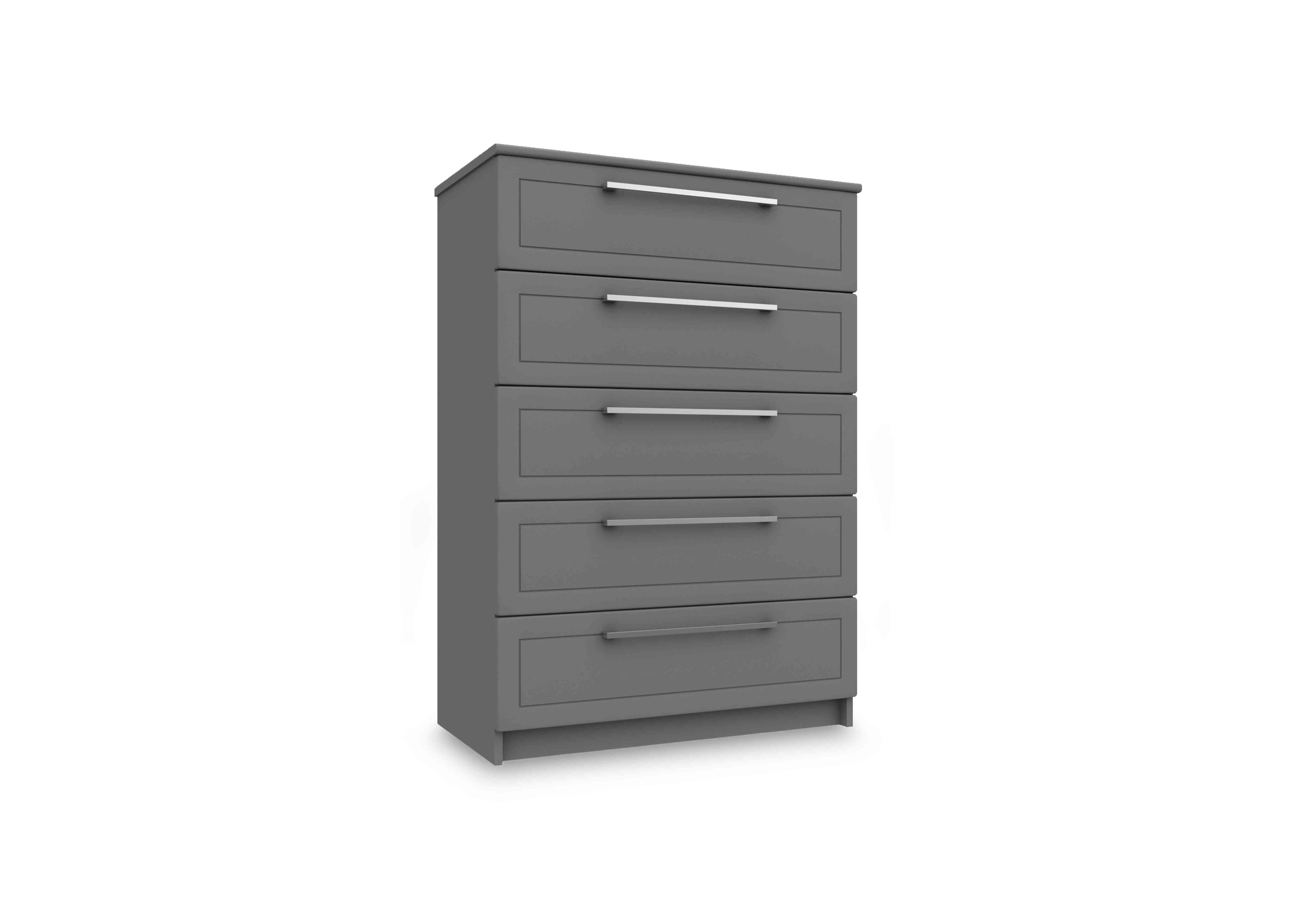 Bexley 5 Drawer Chest in Dust Grey Gloss on Furniture Village