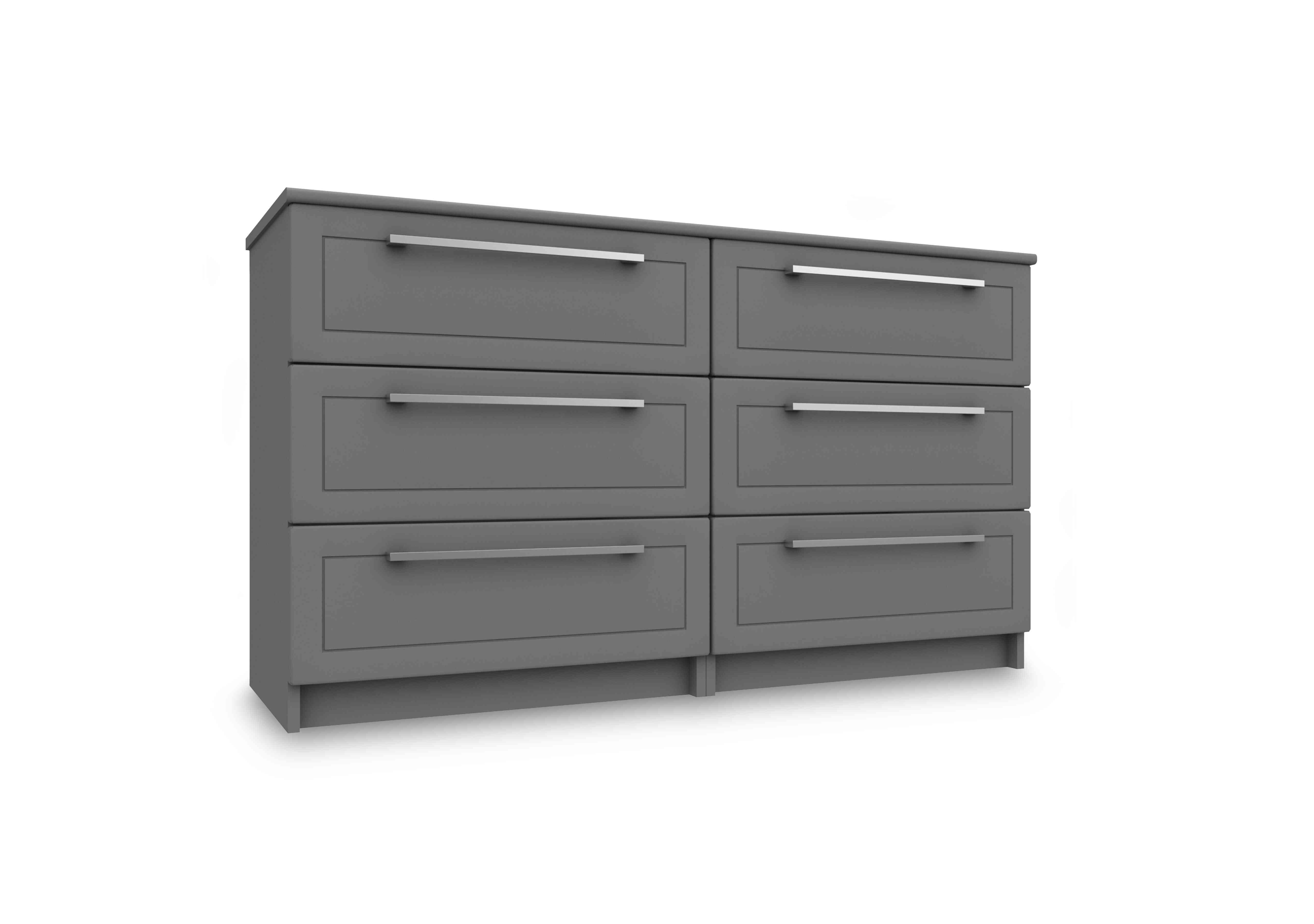 Bexley 6 Drawer Chest in Dust Grey Gloss on Furniture Village