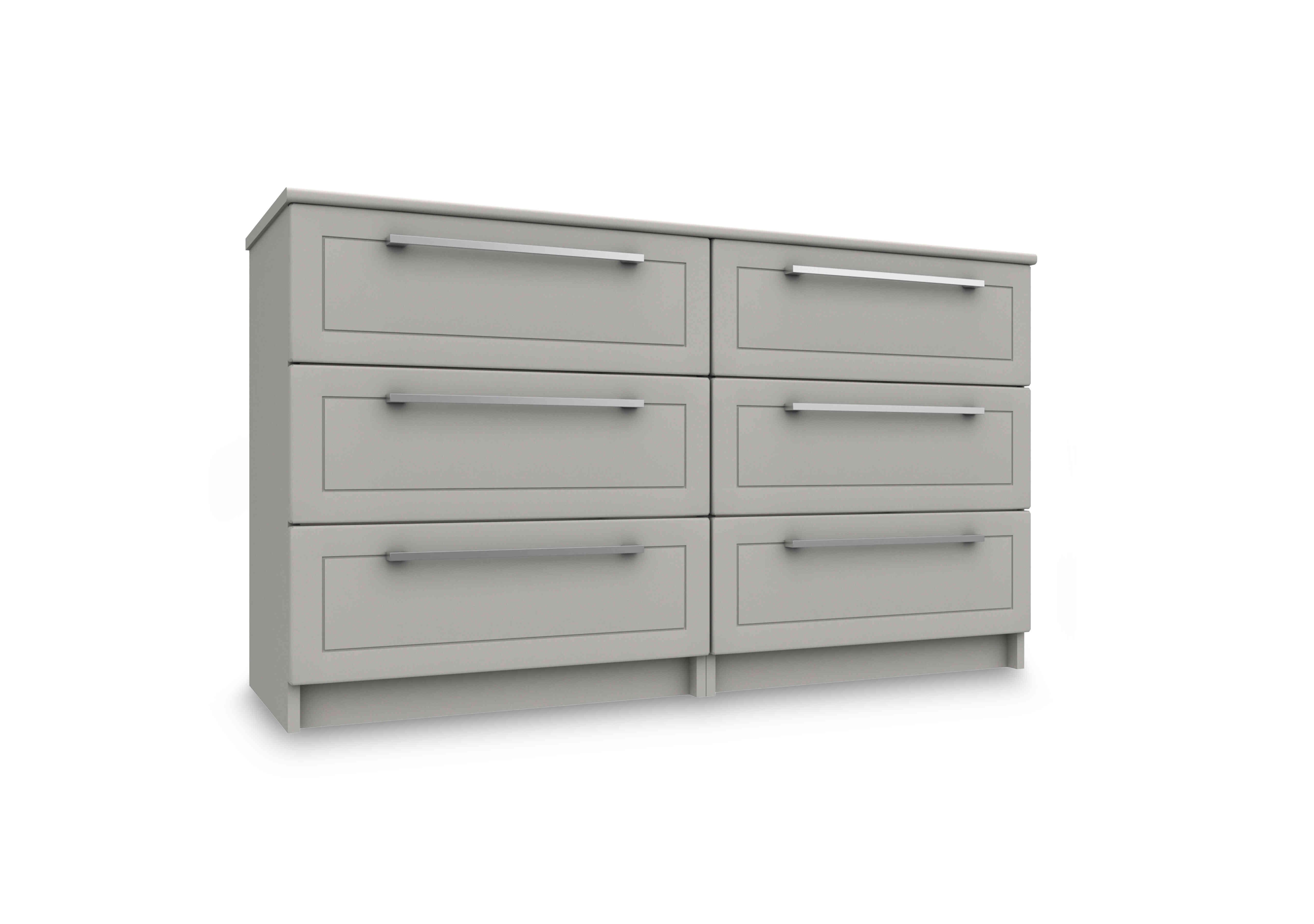 Bexley 6 Drawer Chest in Light Grey Gloss on Furniture Village
