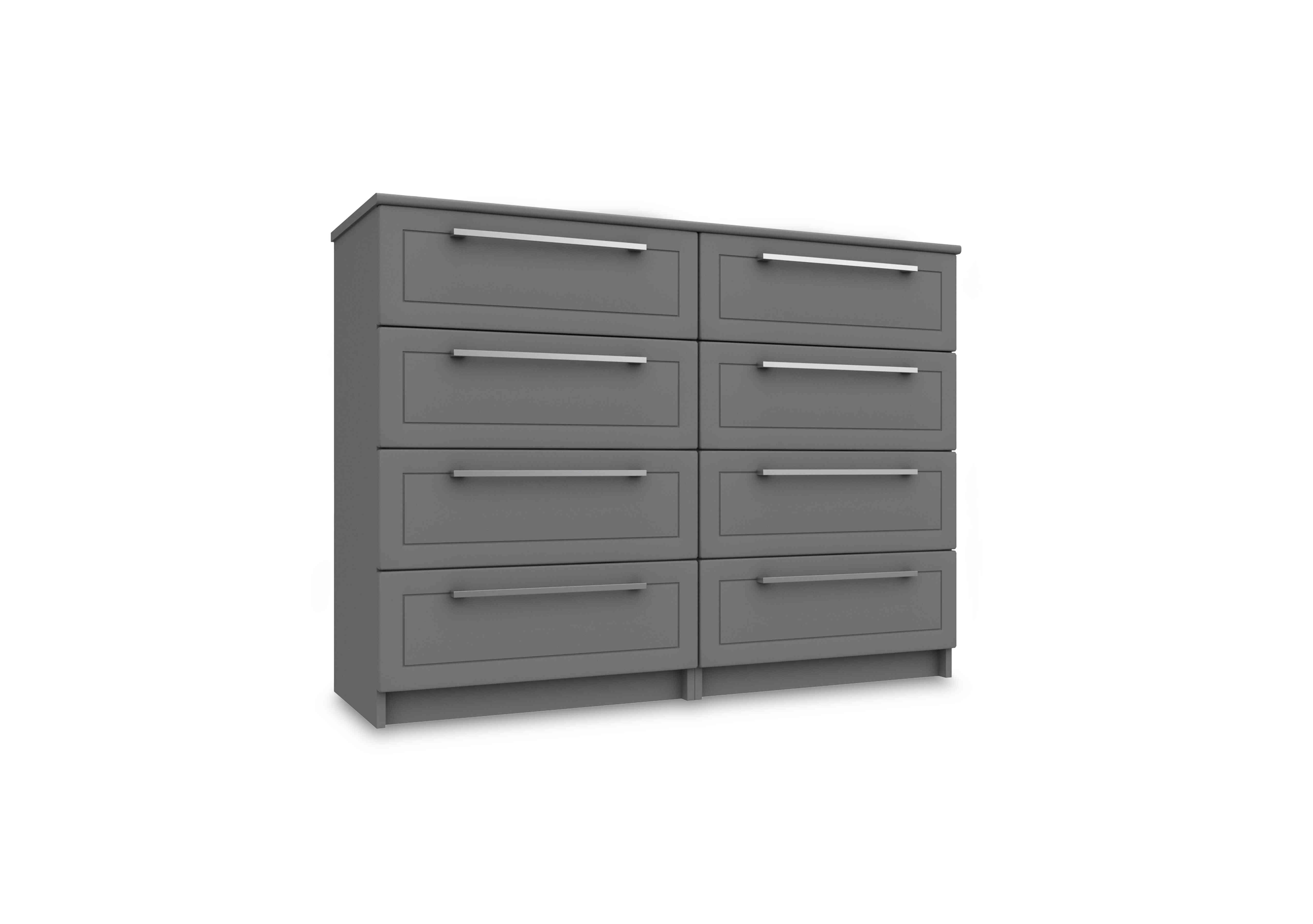 Bexley 8 Drawer Chest in Dust Grey Gloss on Furniture Village