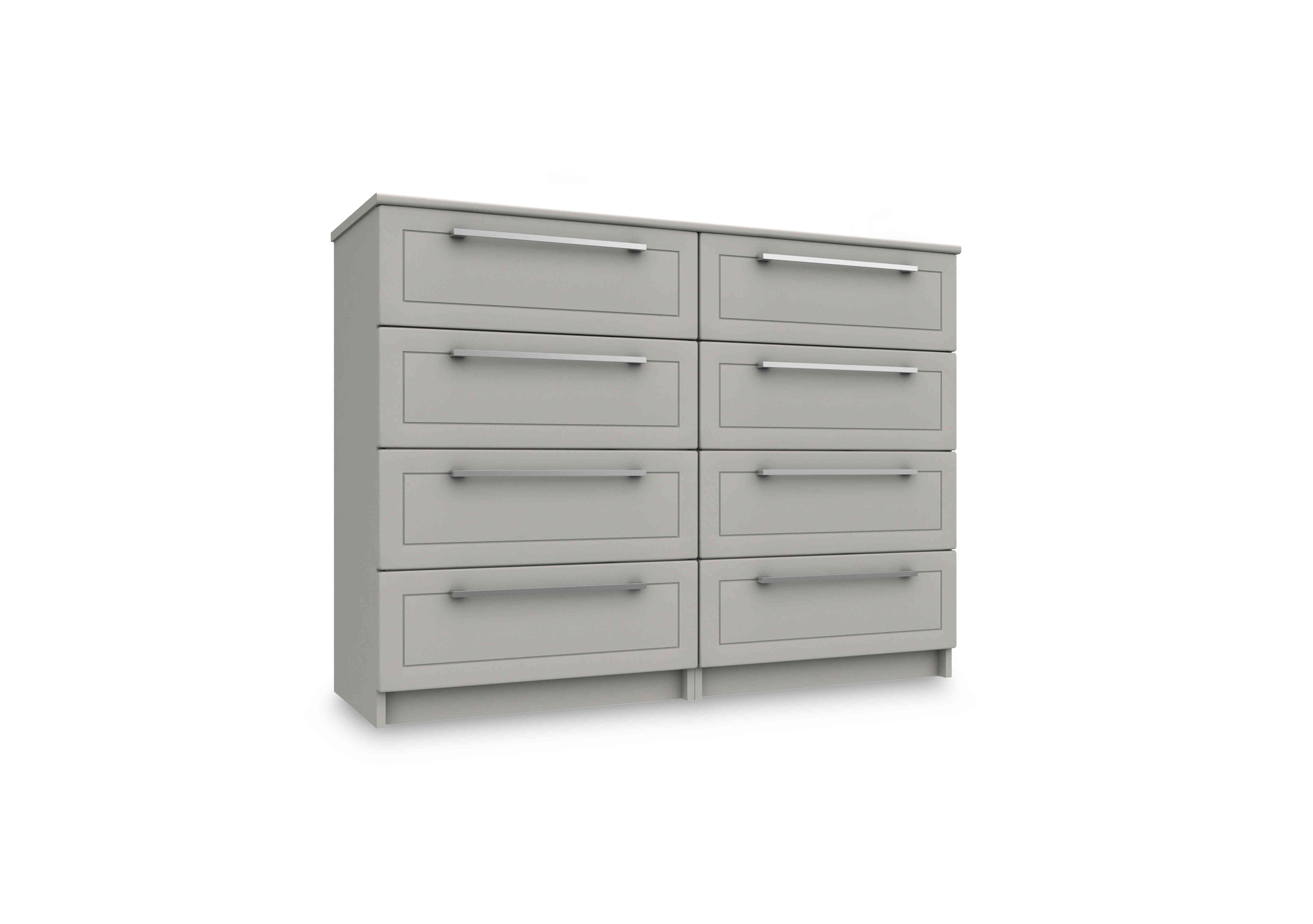 Bexley 8 Drawer Chest in Light Grey Gloss on Furniture Village