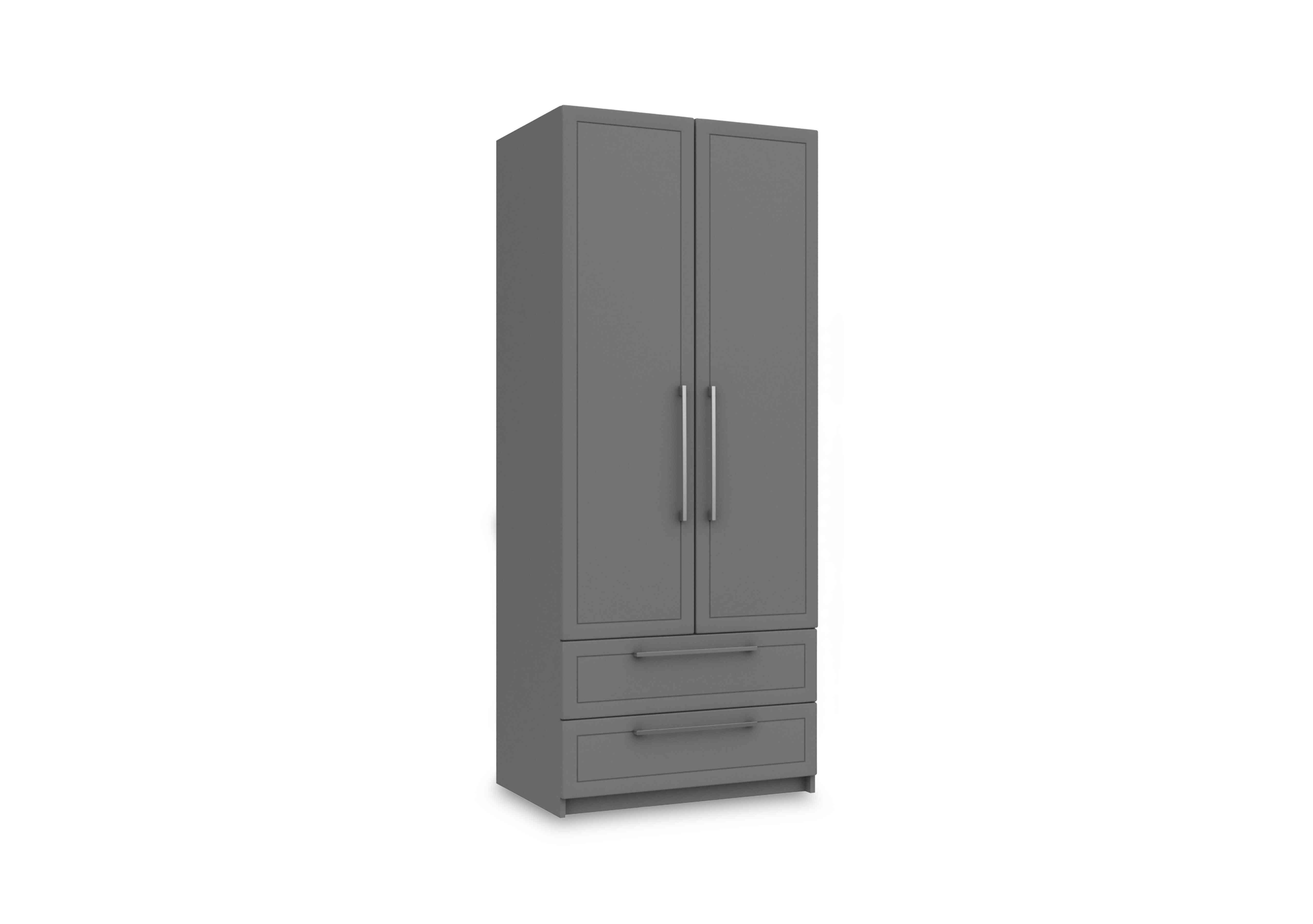 Bexley 2 Door Combi Wardrobe in Dust Grey Gloss on Furniture Village