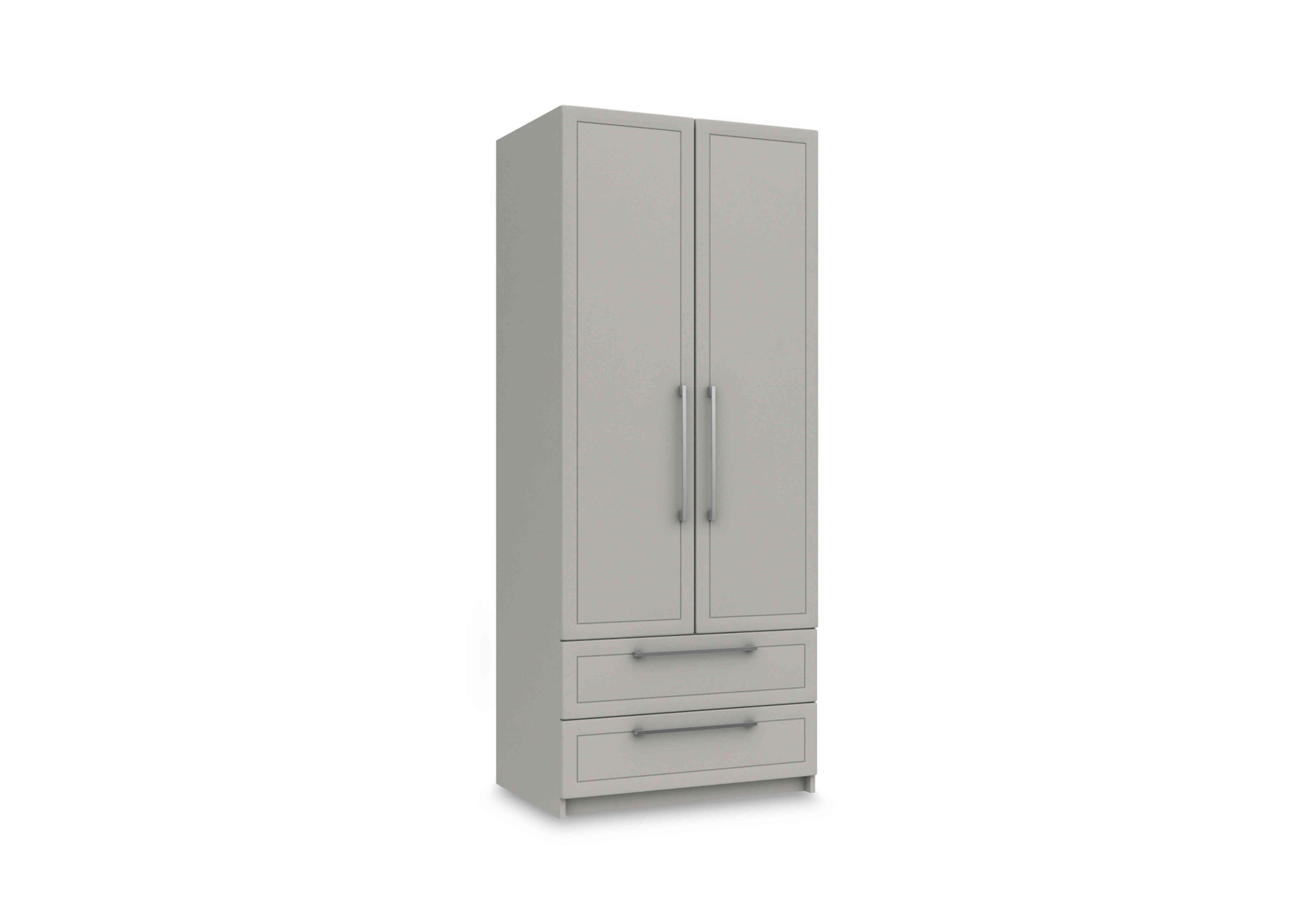 Bexley 2 Door Combi Wardrobe in Light Grey Gloss on Furniture Village