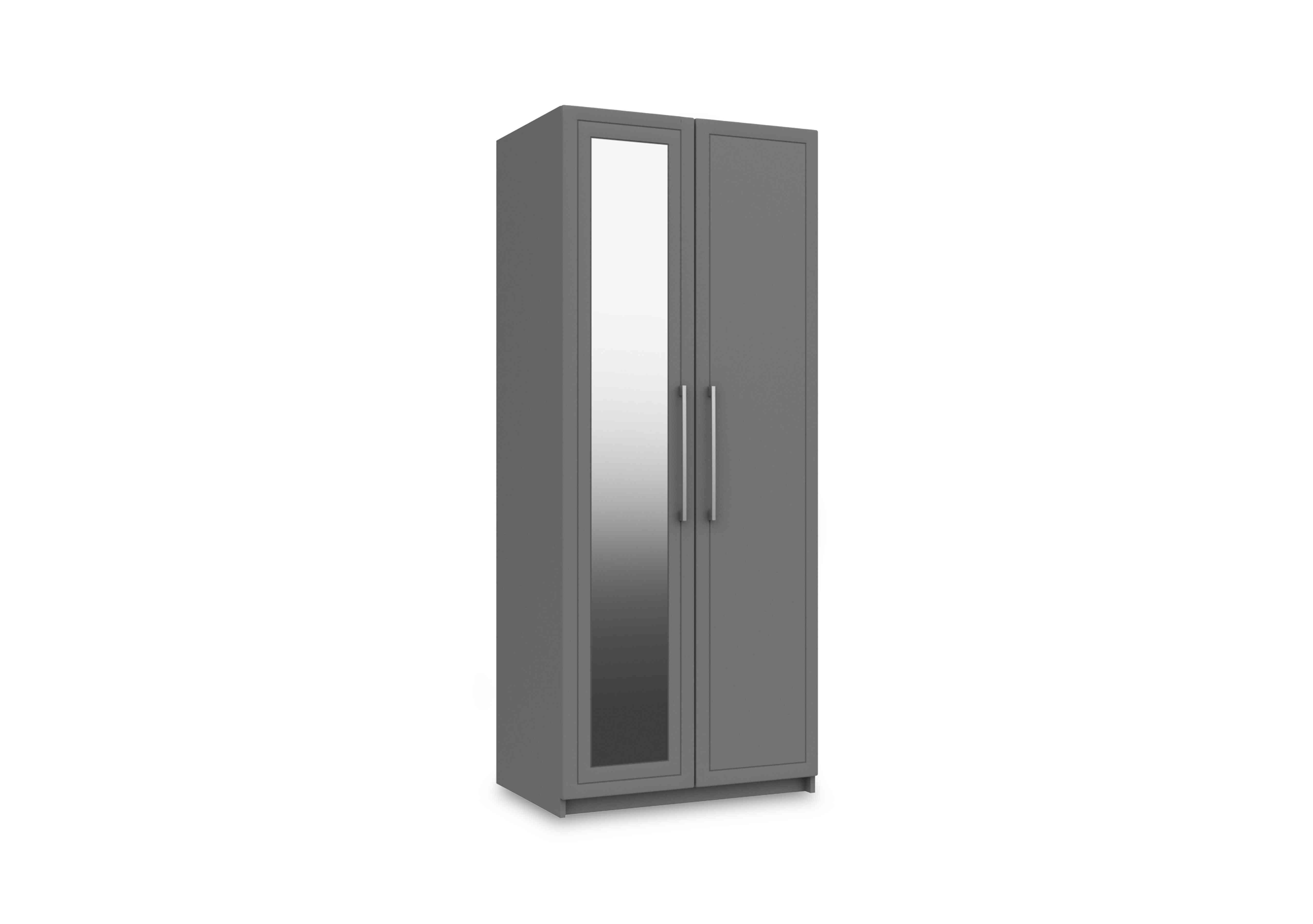 Bexley 2 Door Wardrobe with Mirror Door in Dust Grey Gloss on Furniture Village