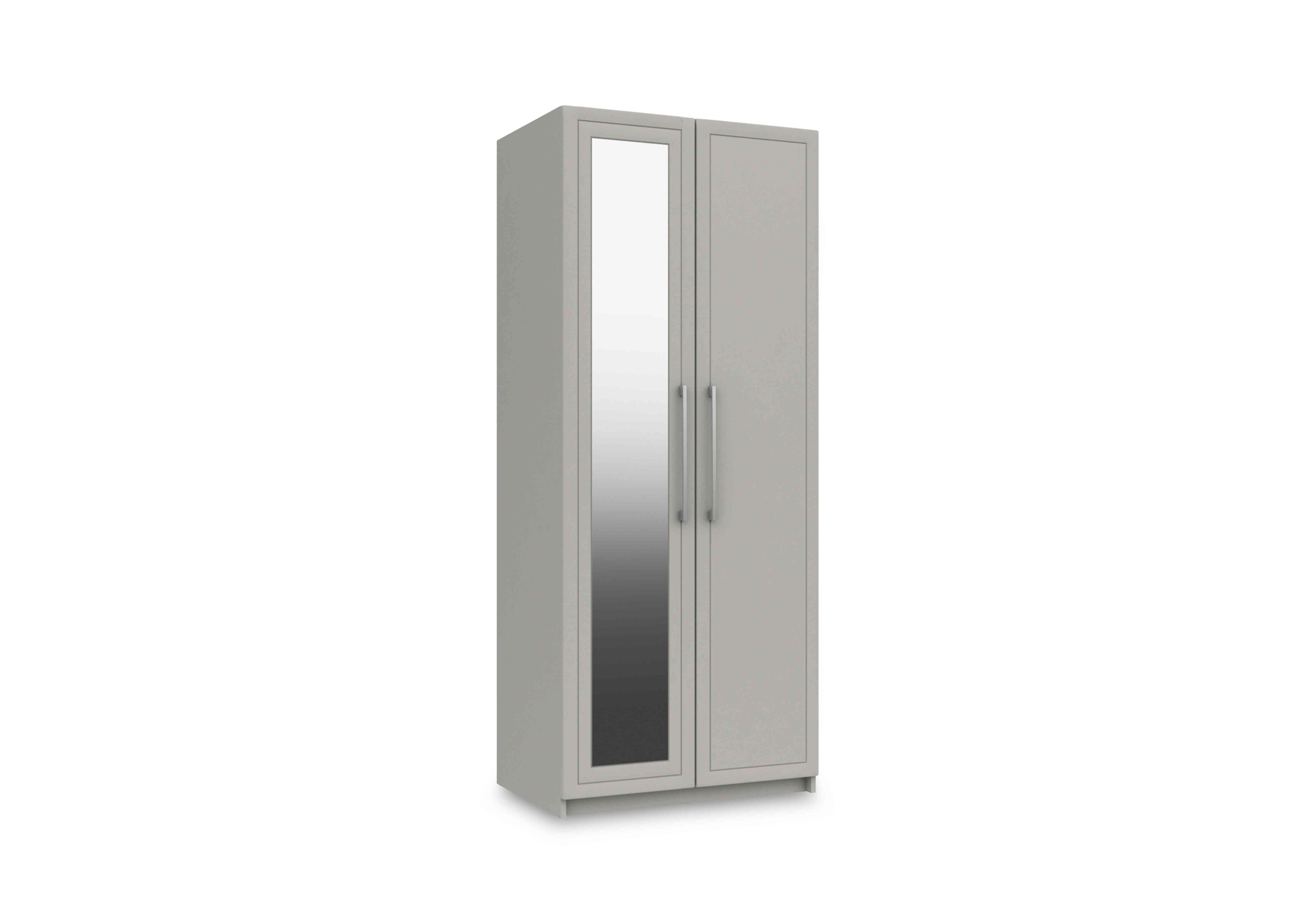 Bexley 2 Door Wardrobe with Mirror Door in Light Grey Gloss on Furniture Village