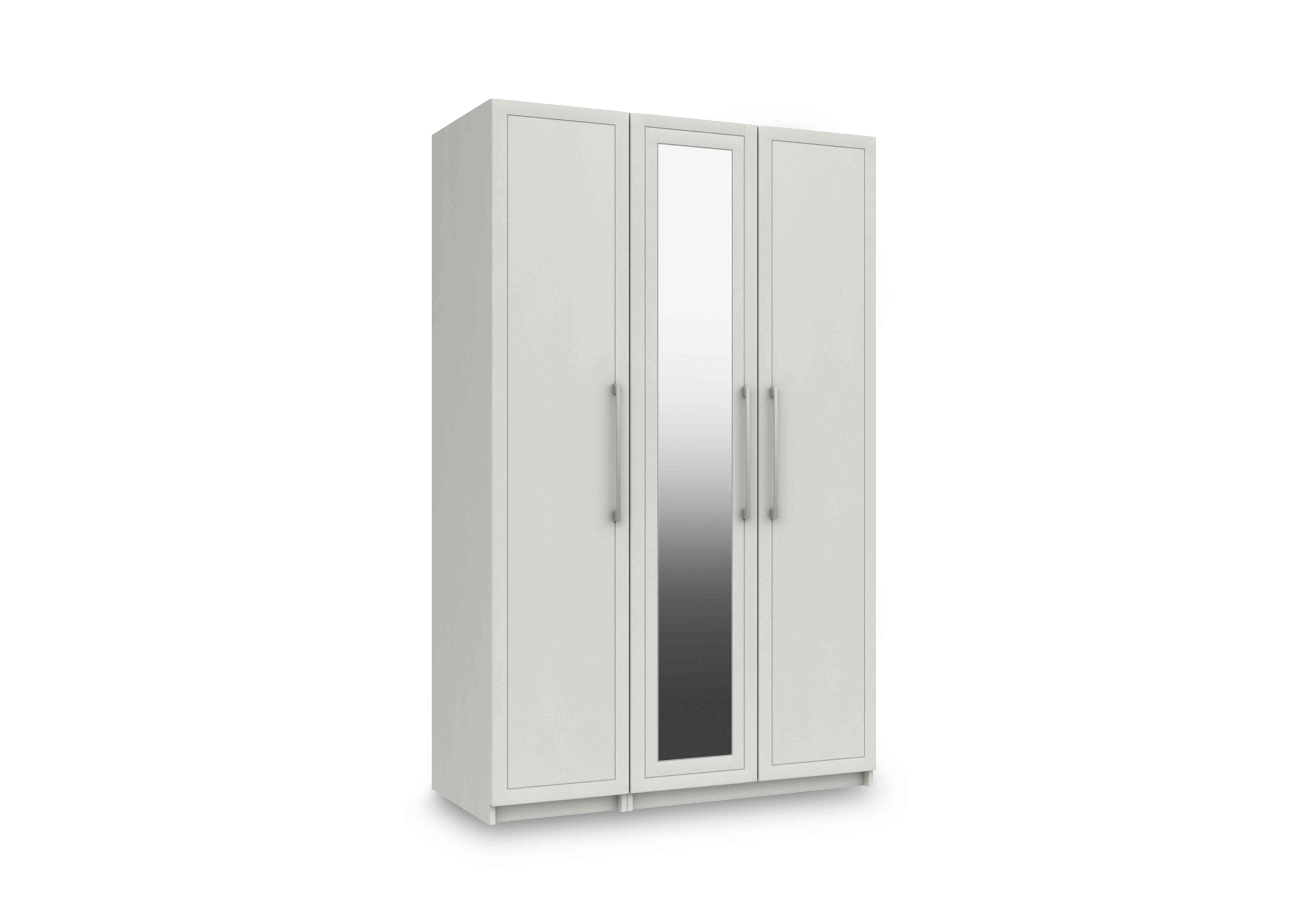Bexley 3 Door Wardrobe with Mirror Door in White Gloss on Furniture Village