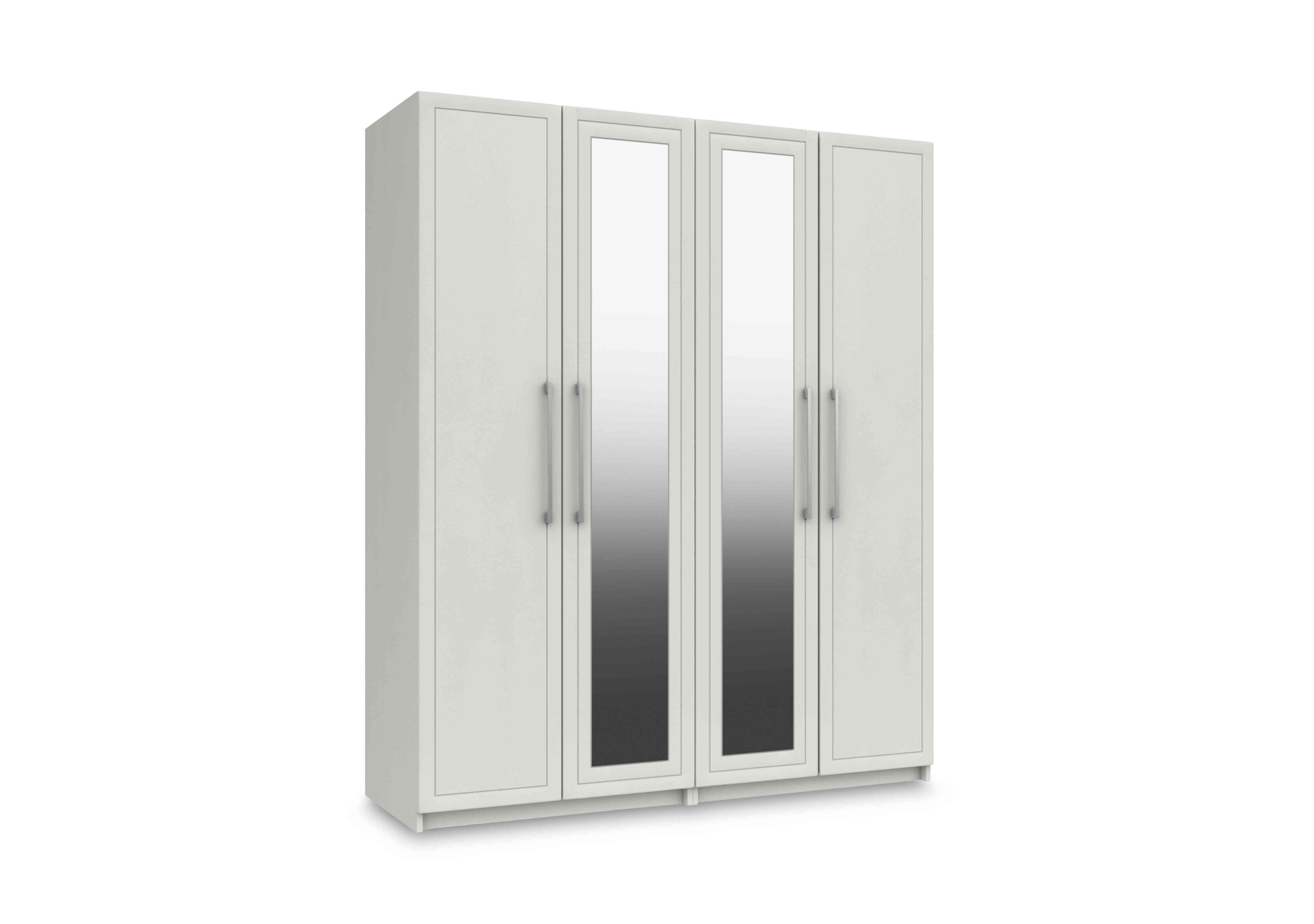 Bexley 4 Door Wardrobe With 2 Mirror Doors in White Gloss on Furniture Village