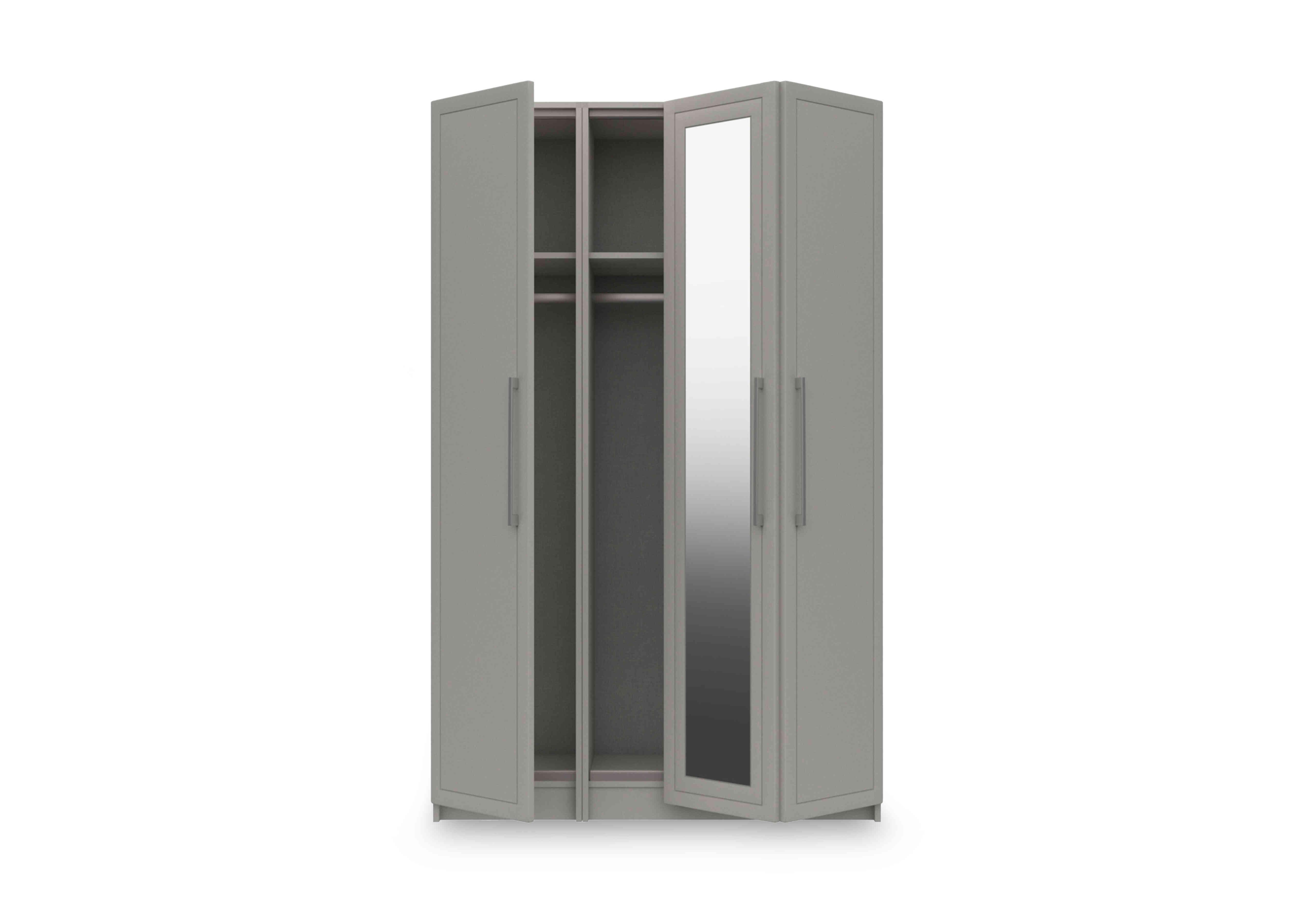 Bexley 3 Door Bifold Wardrobe with Mirror Door in Light Grey Gloss on Furniture Village