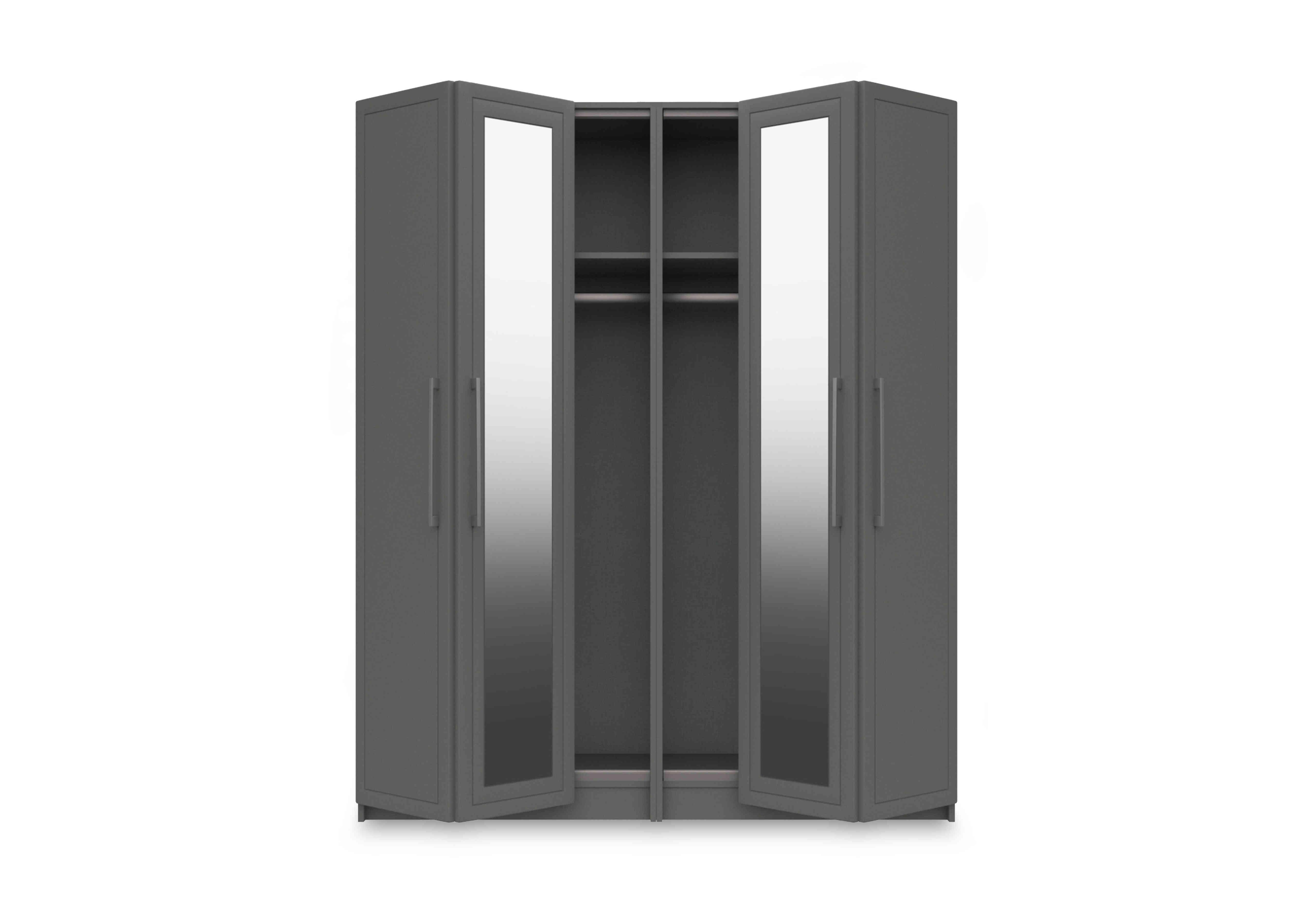 Bexley 4 Door Bifold Wardrobe with 2 Mirror Doors in Dust Grey Gloss on Furniture Village