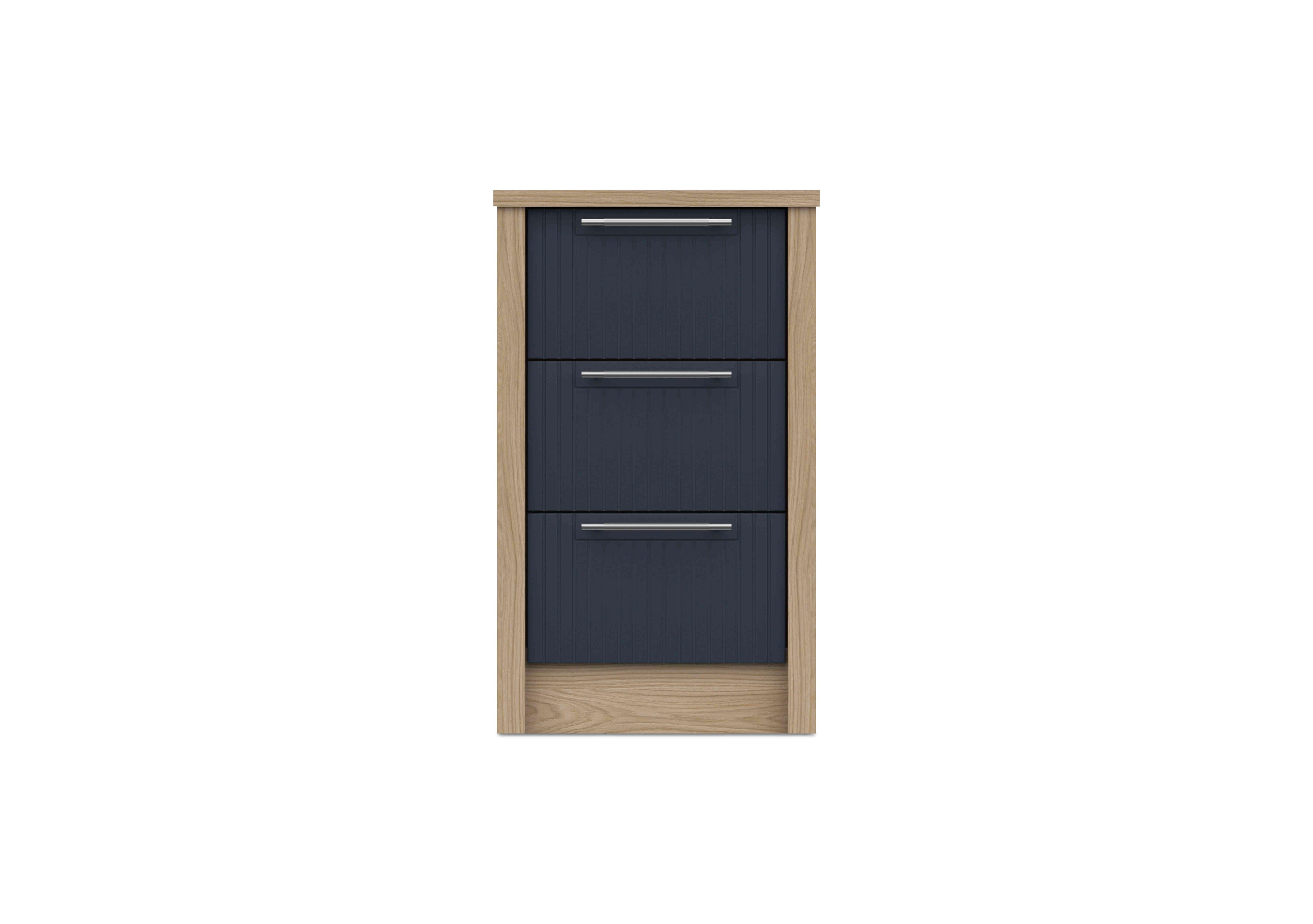 Chelsea 3 Drawer Bedside Cabinet with Silver Handles in Royal Blue on Furniture Village