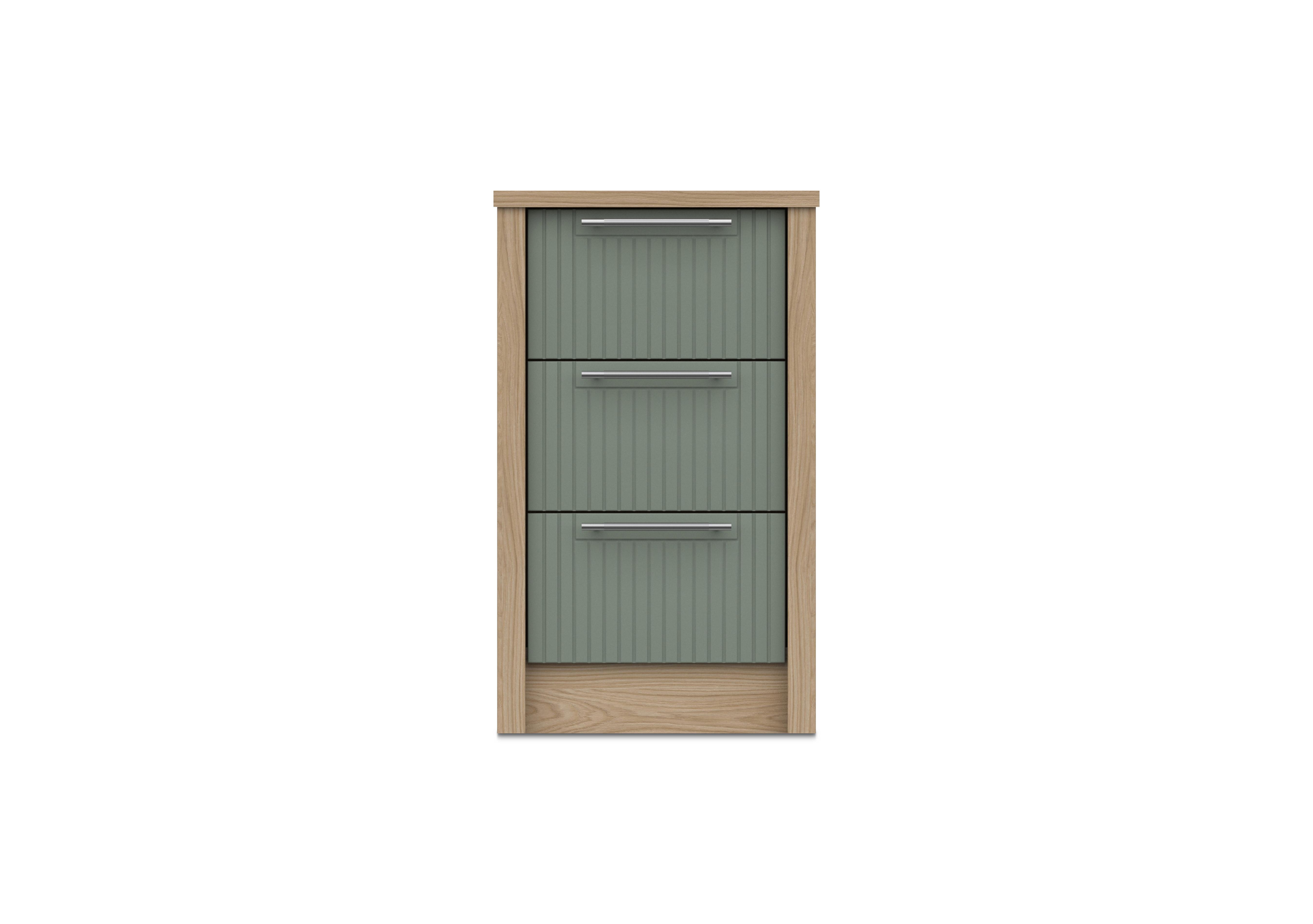 Chelsea 3 Drawer Bedside Cabinet with Silver Handles in Soft Fern on Furniture Village