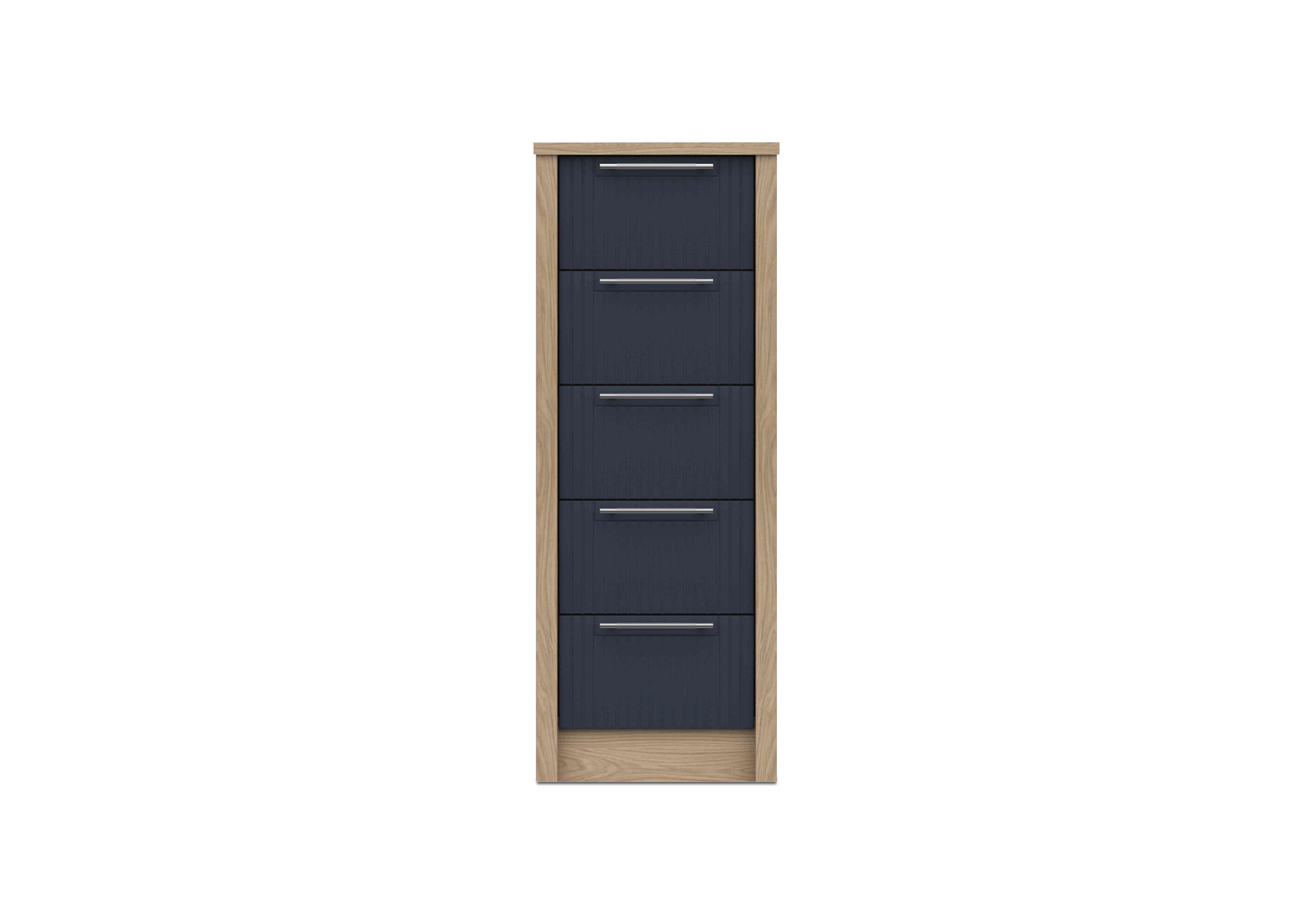 Chelsea 5 Drawer Tall Boy with Silver Handles in Royal Blue on Furniture Village