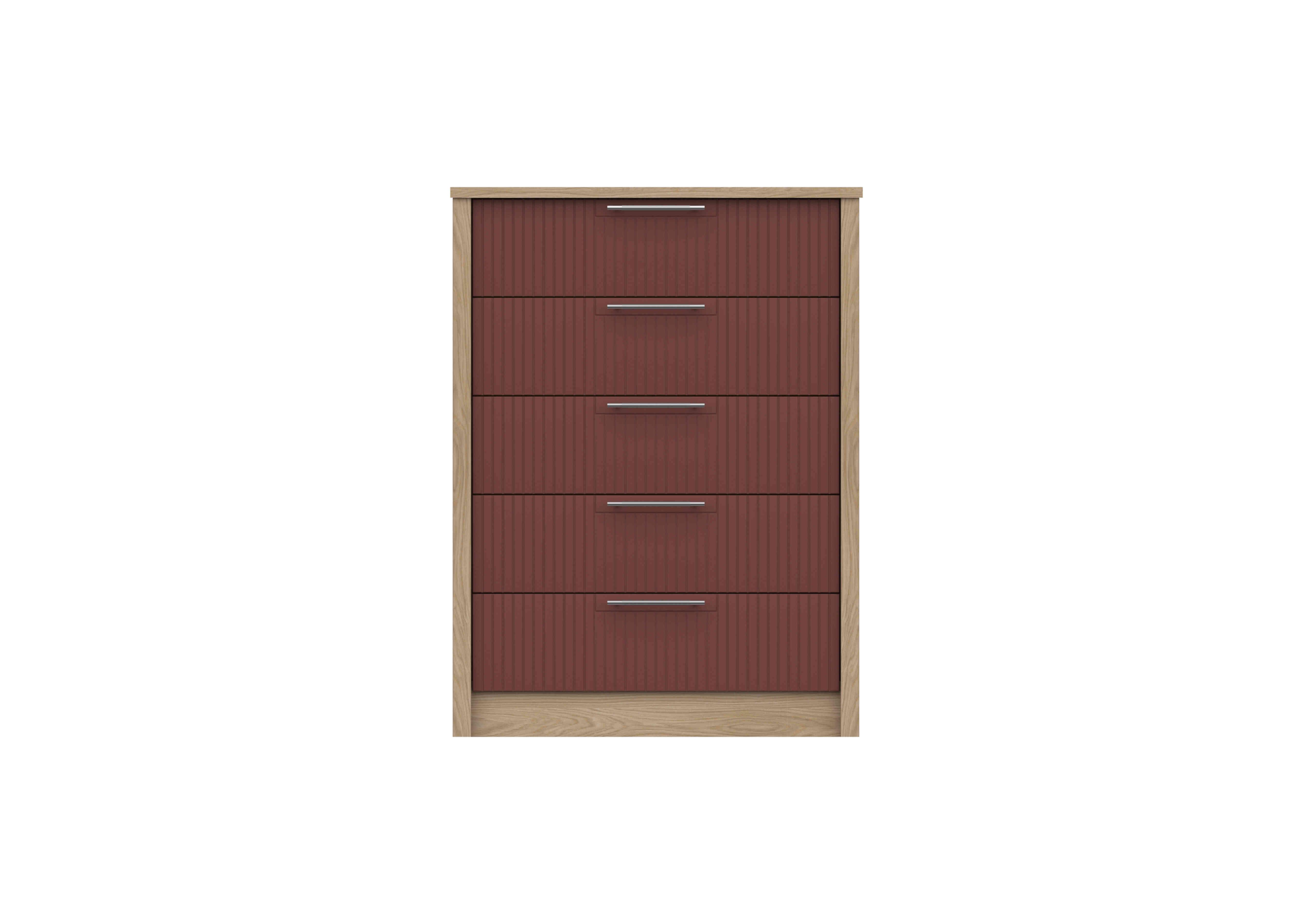 Chelsea 5 Drawer Chest with Silver Handles in Rouge on Furniture Village