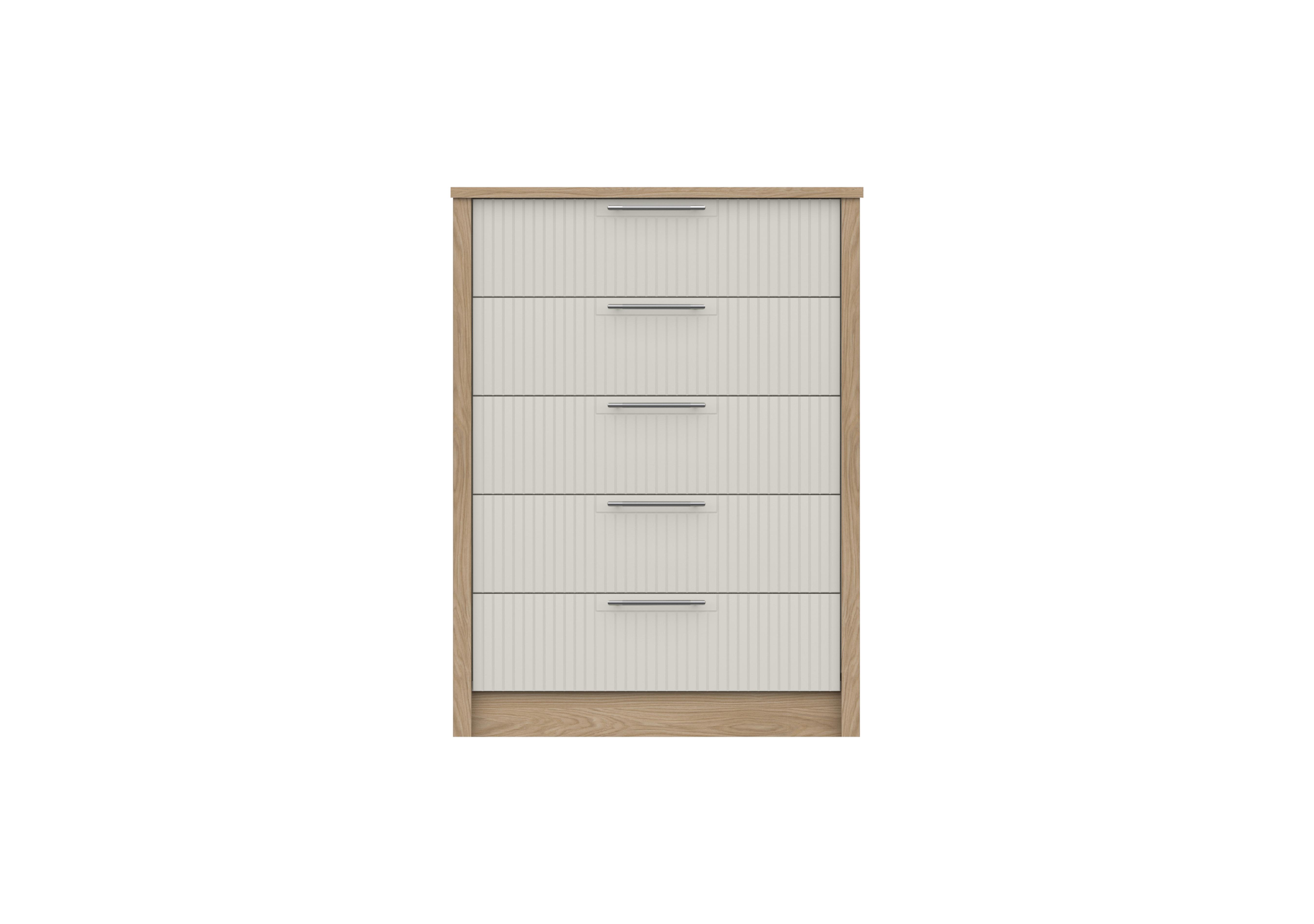 Chelsea 5 Drawer Chest with Silver Handles in Snow White on Furniture Village