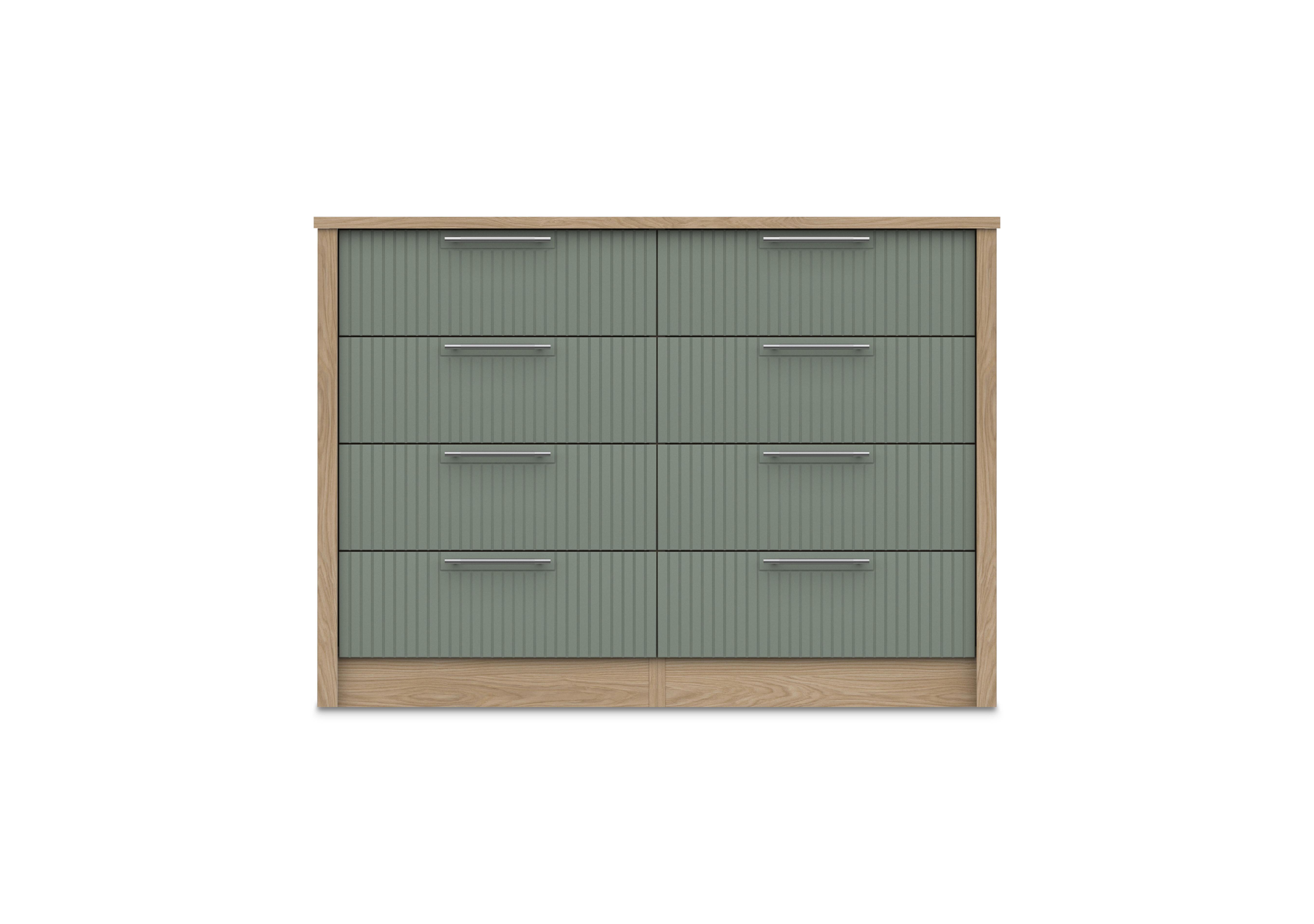 Chelsea 8 Drawer Wide Chest with Silver Handles in Soft Fern on Furniture Village