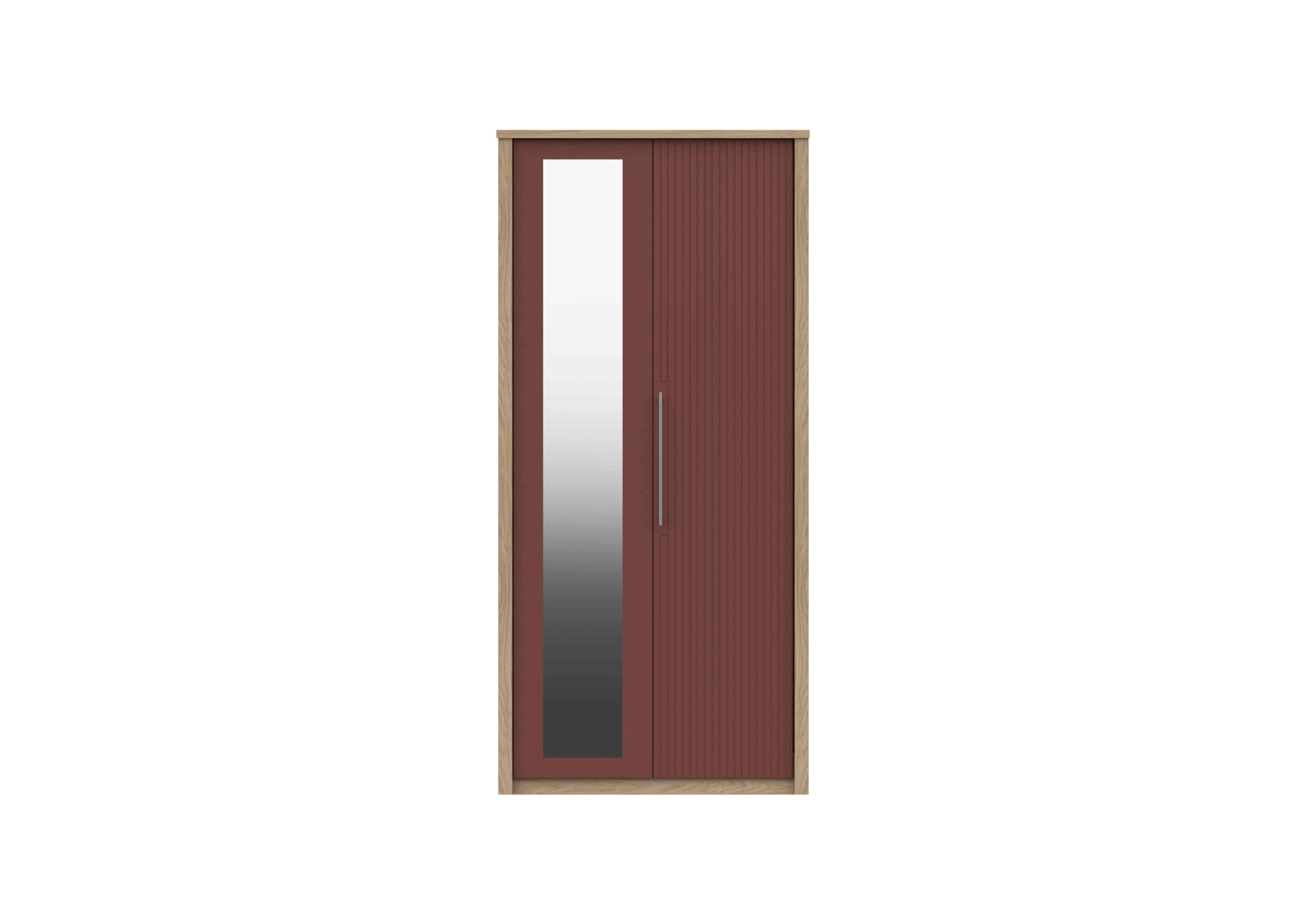 Chelsea 2 Door Wardrobe With Mirror Door and Silver Handles in Rouge on Furniture Village