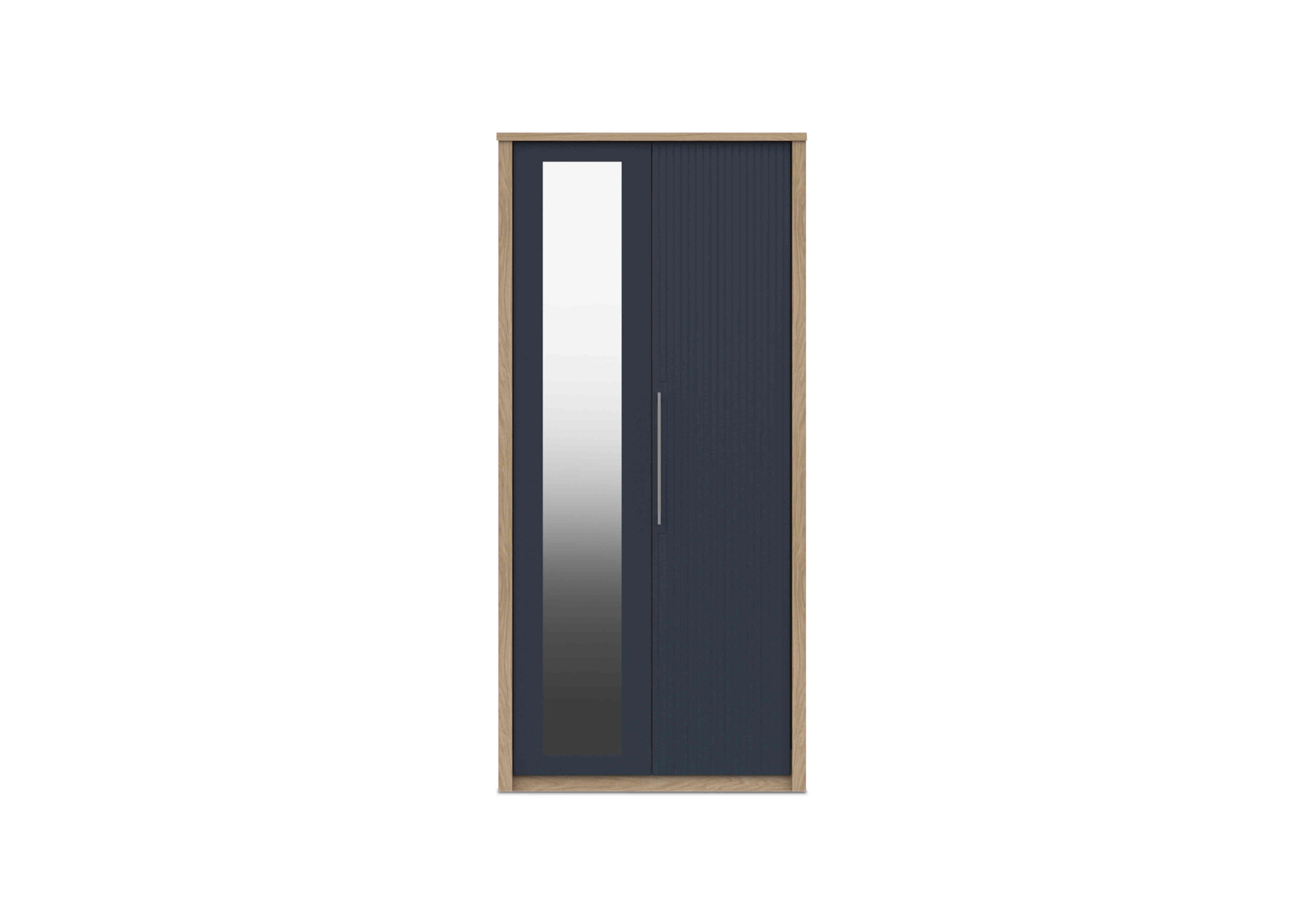 Chelsea 2 Door Wardrobe With Mirror Door and Silver Handles in Royal Blue on Furniture Village