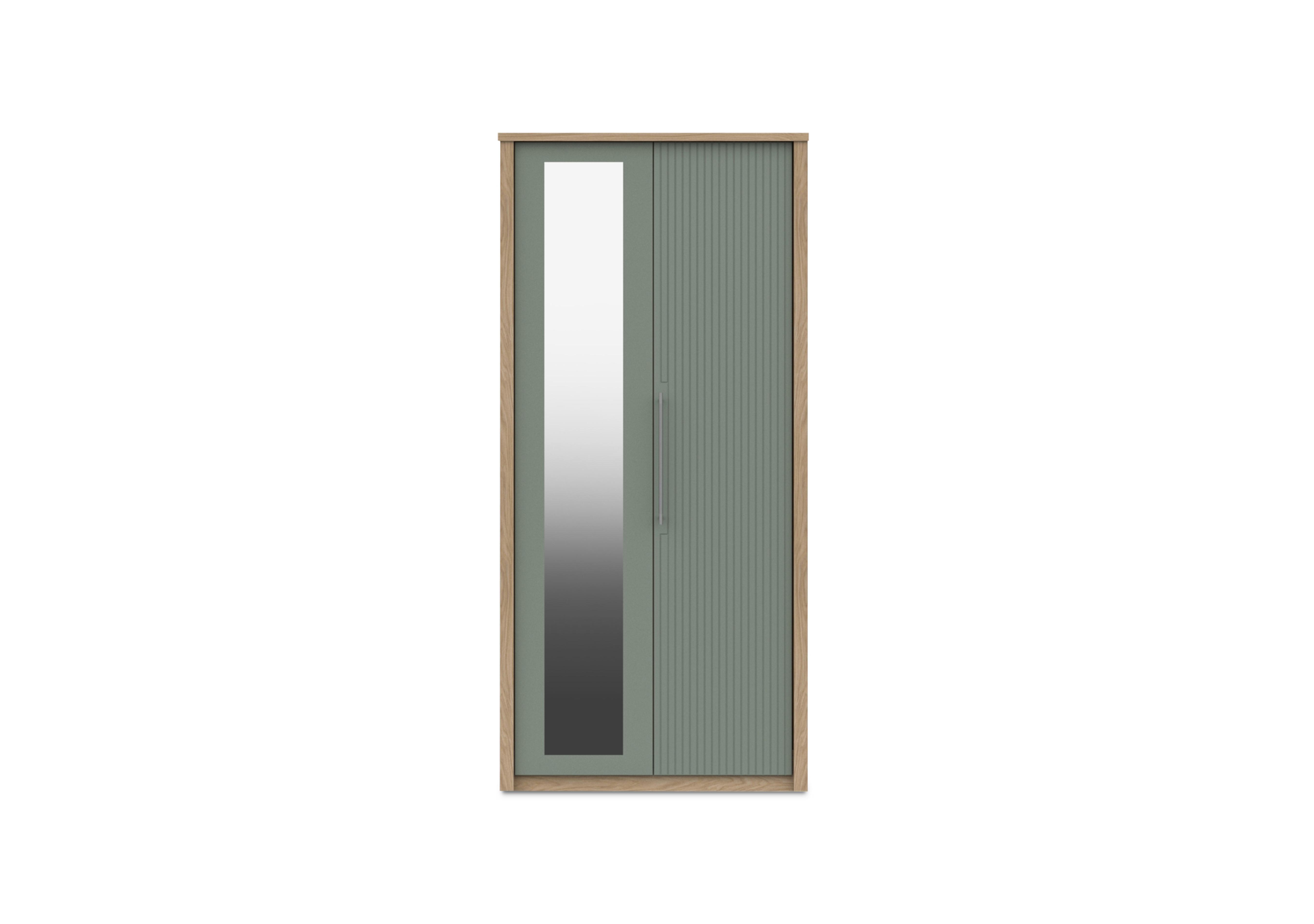 Chelsea 2 Door Wardrobe With Mirror Door and Silver Handles in Soft Fern on Furniture Village
