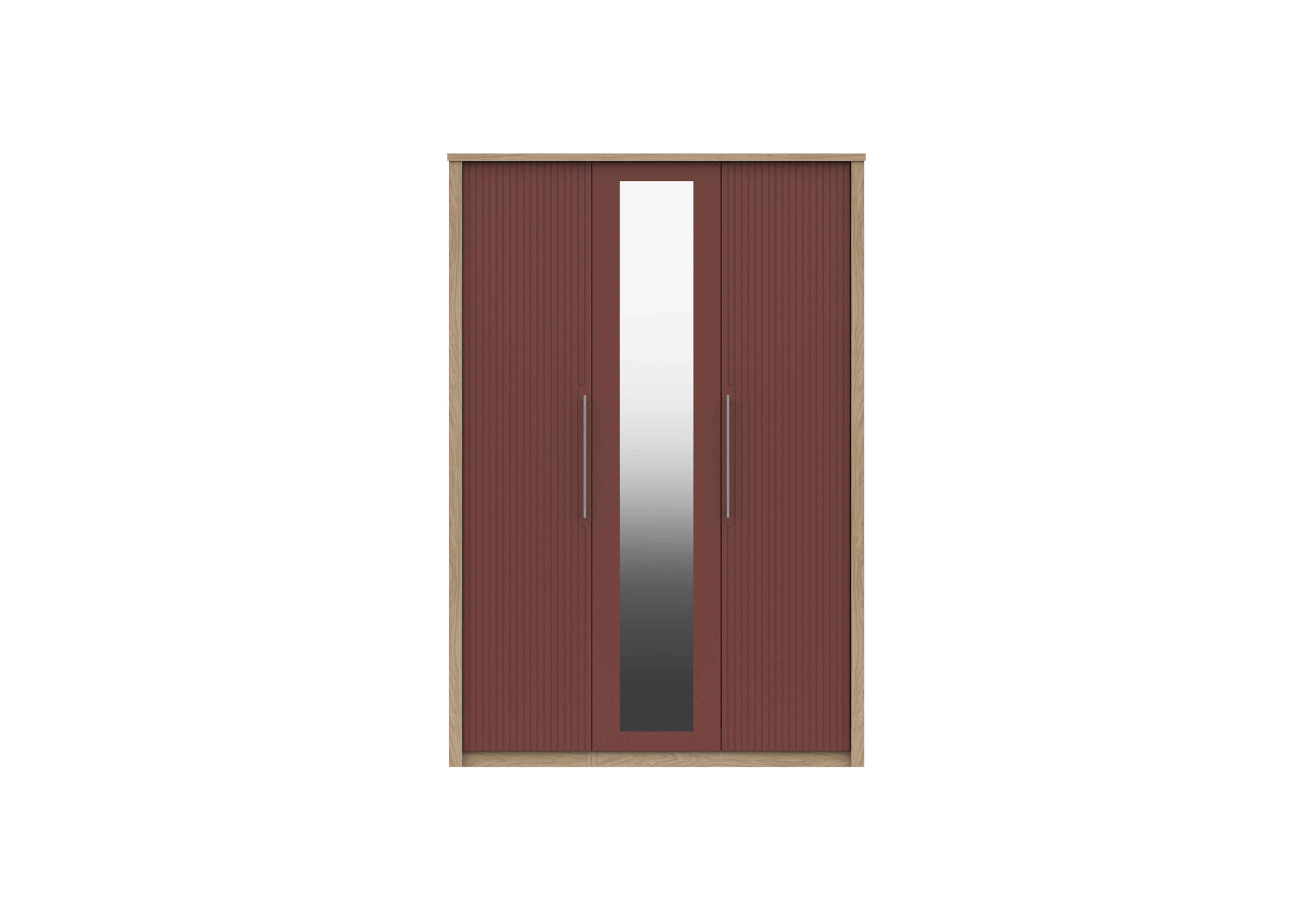 Chelsea 3 Door Wardrobe With Mirror Door and Silver Handles in Rouge on Furniture Village