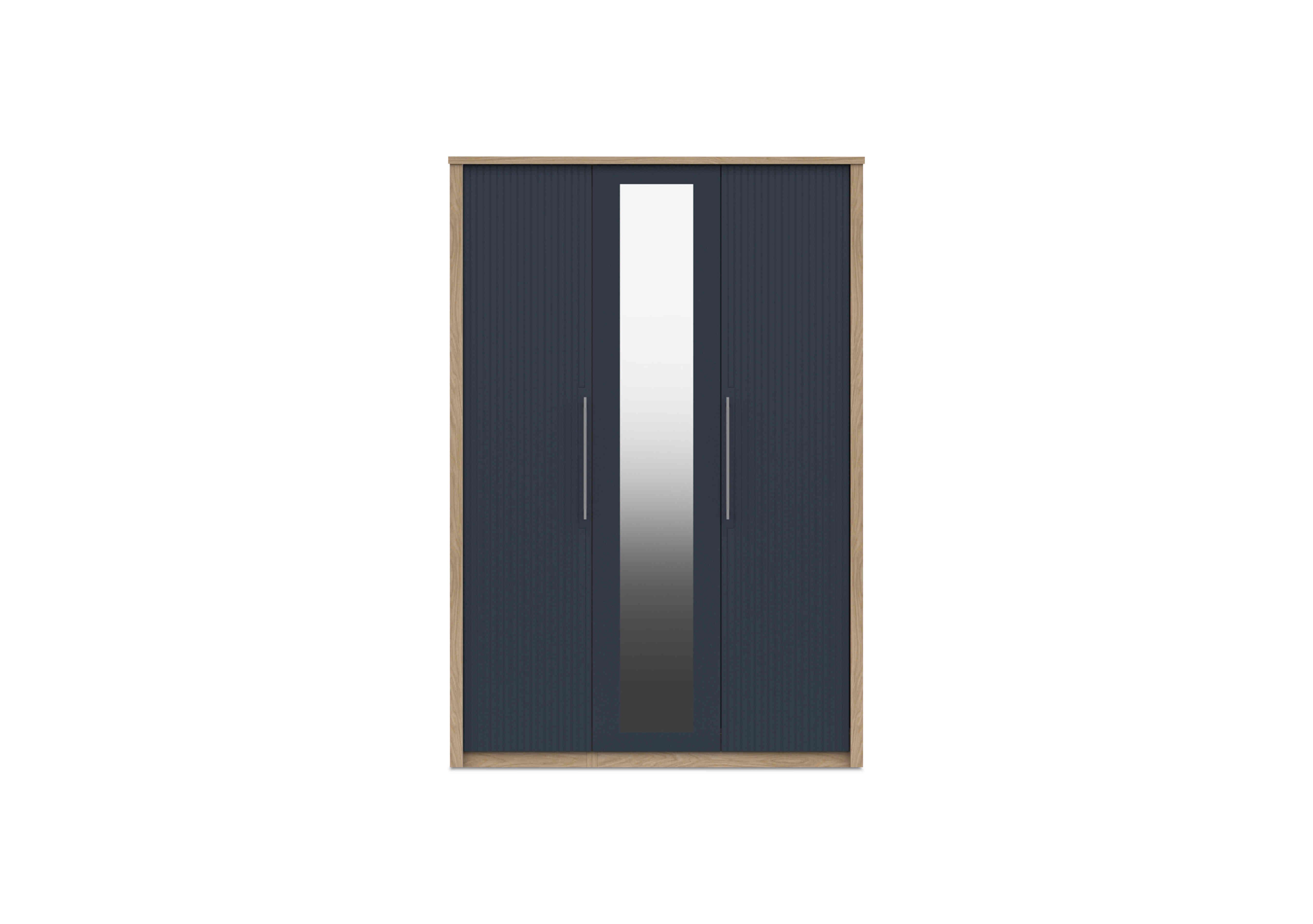 Chelsea 3 Door Wardrobe With Mirror Door and Silver Handles in Royal Blue on Furniture Village