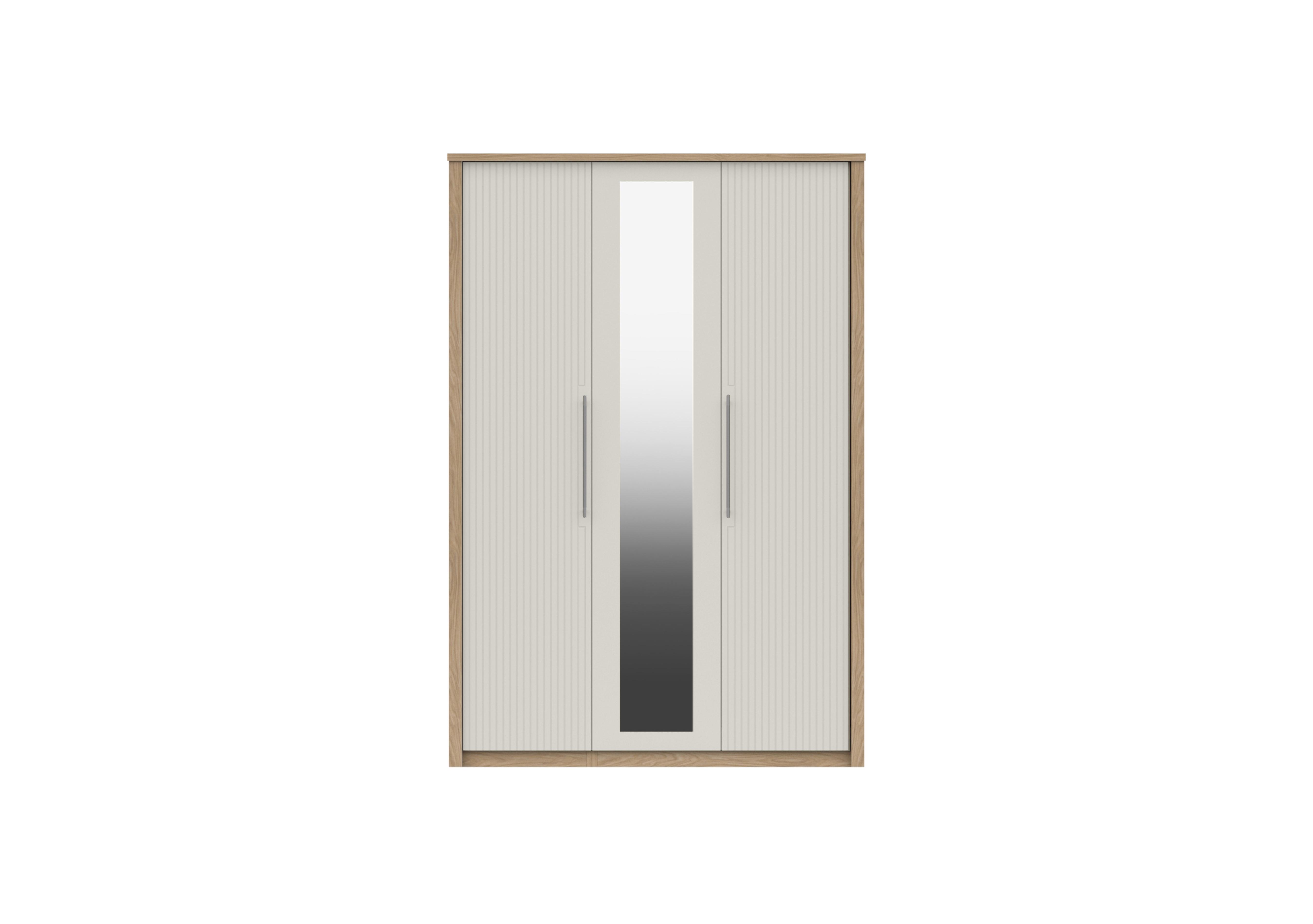 Chelsea 3 Door Wardrobe With Mirror Door and Silver Handles in Snow White on Furniture Village