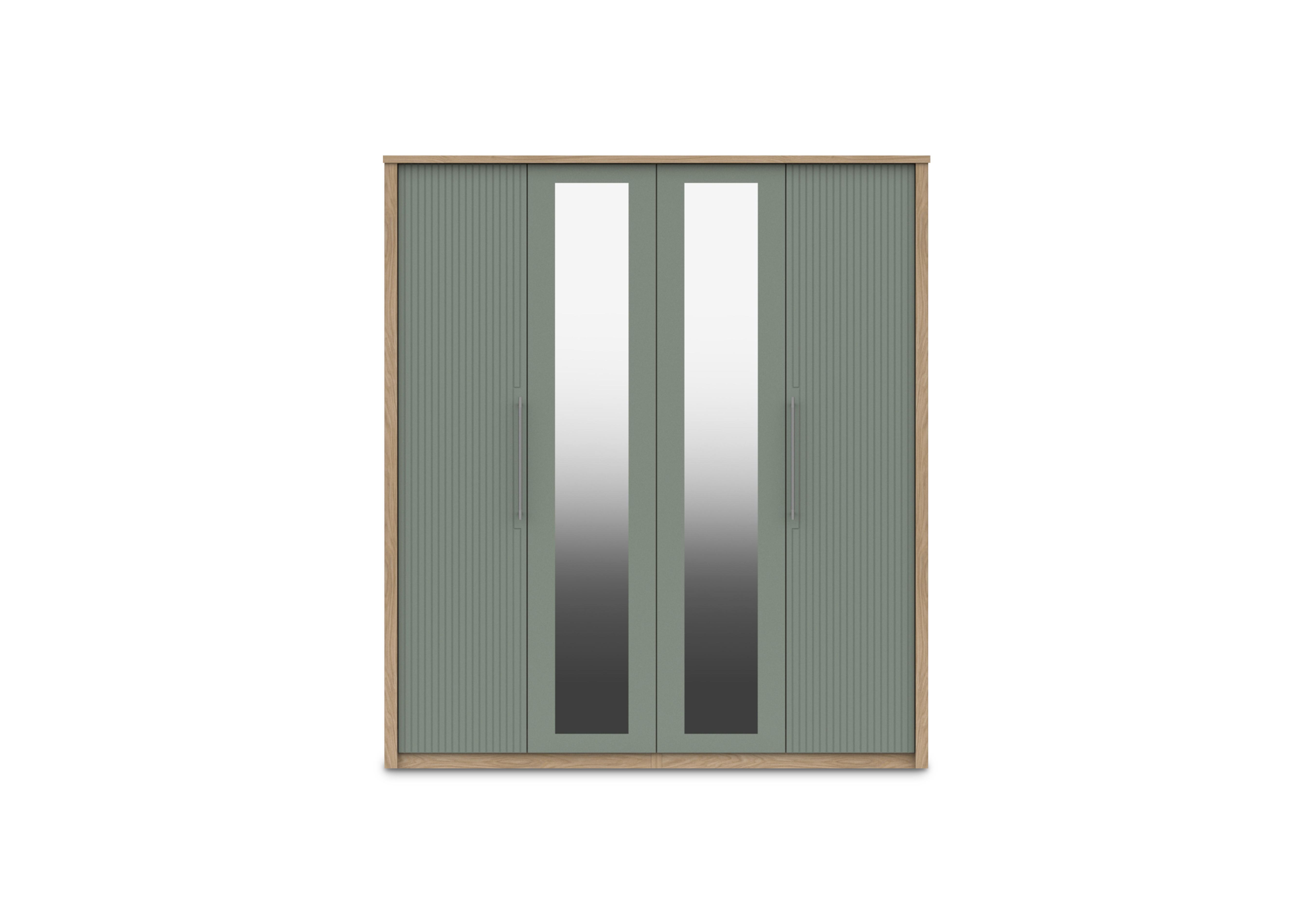 Chelsea 4 Door Wardrobe with 2 Mirror Doors and Silver Handles in Soft Fern on Furniture Village