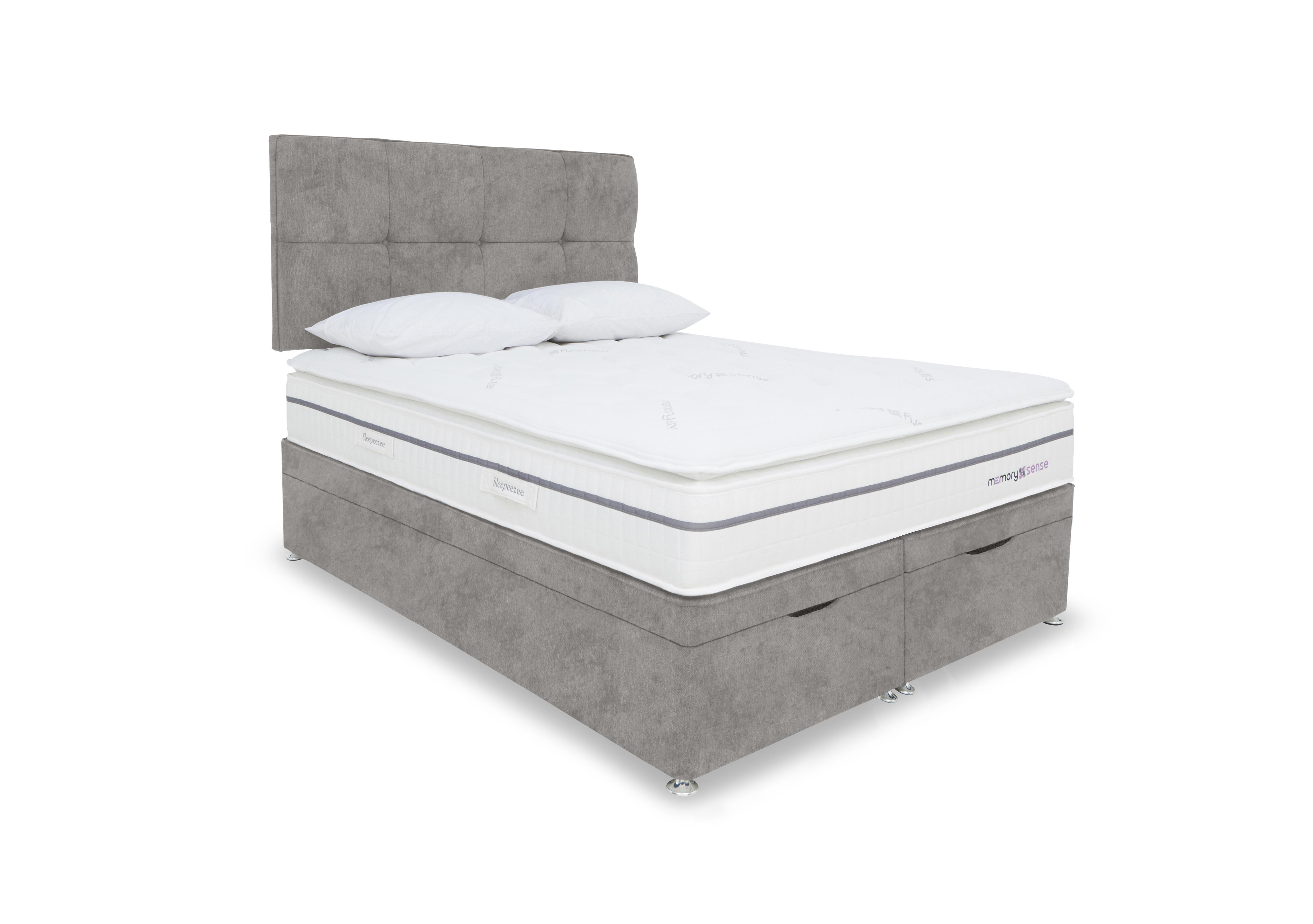 Memory Sense 2300 End Ottoman Divan Set in Daytona Silver on Furniture Village