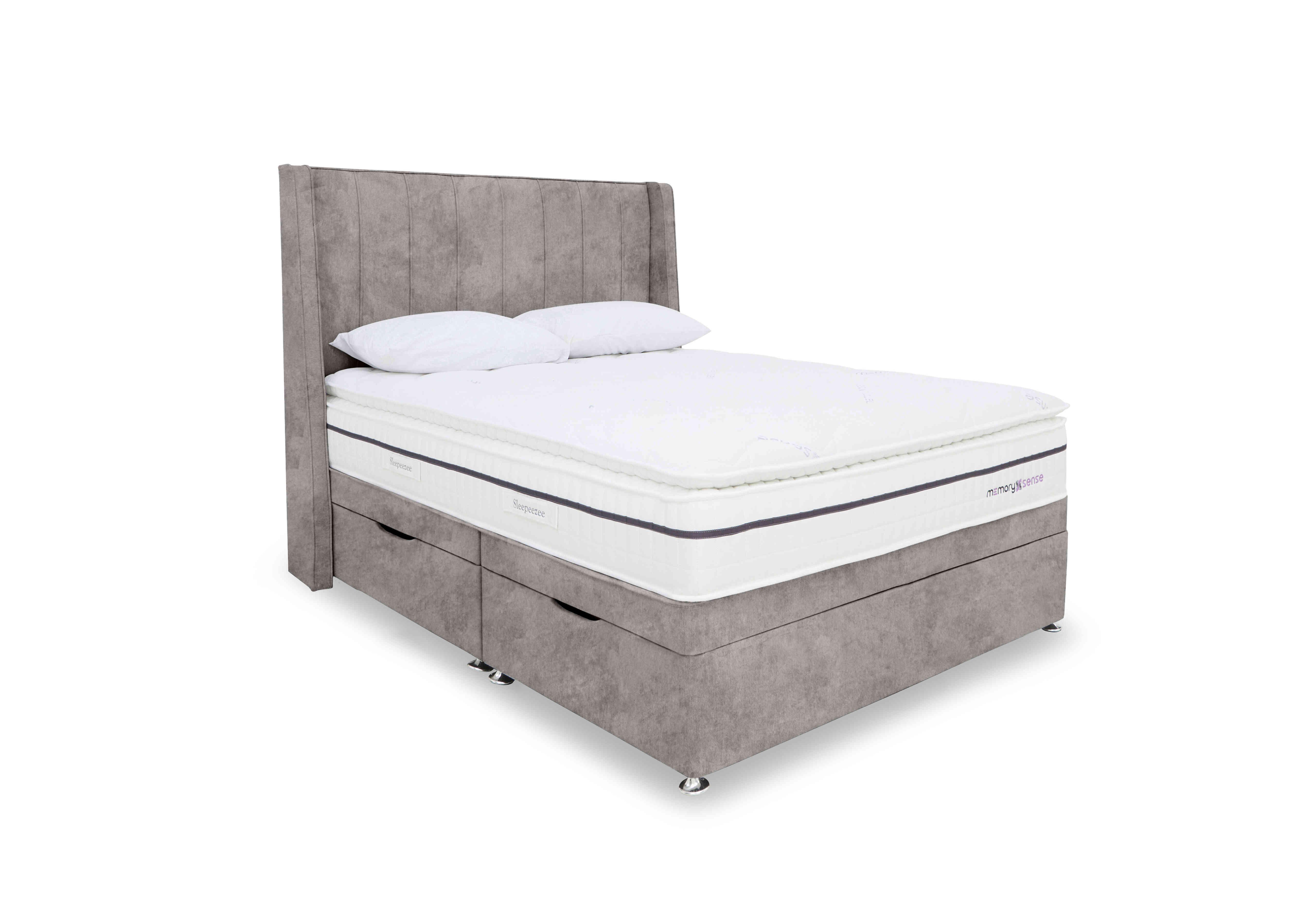 Memory Sense 2800 Side Ottoman Divan Set in Daytona Silver on Furniture Village