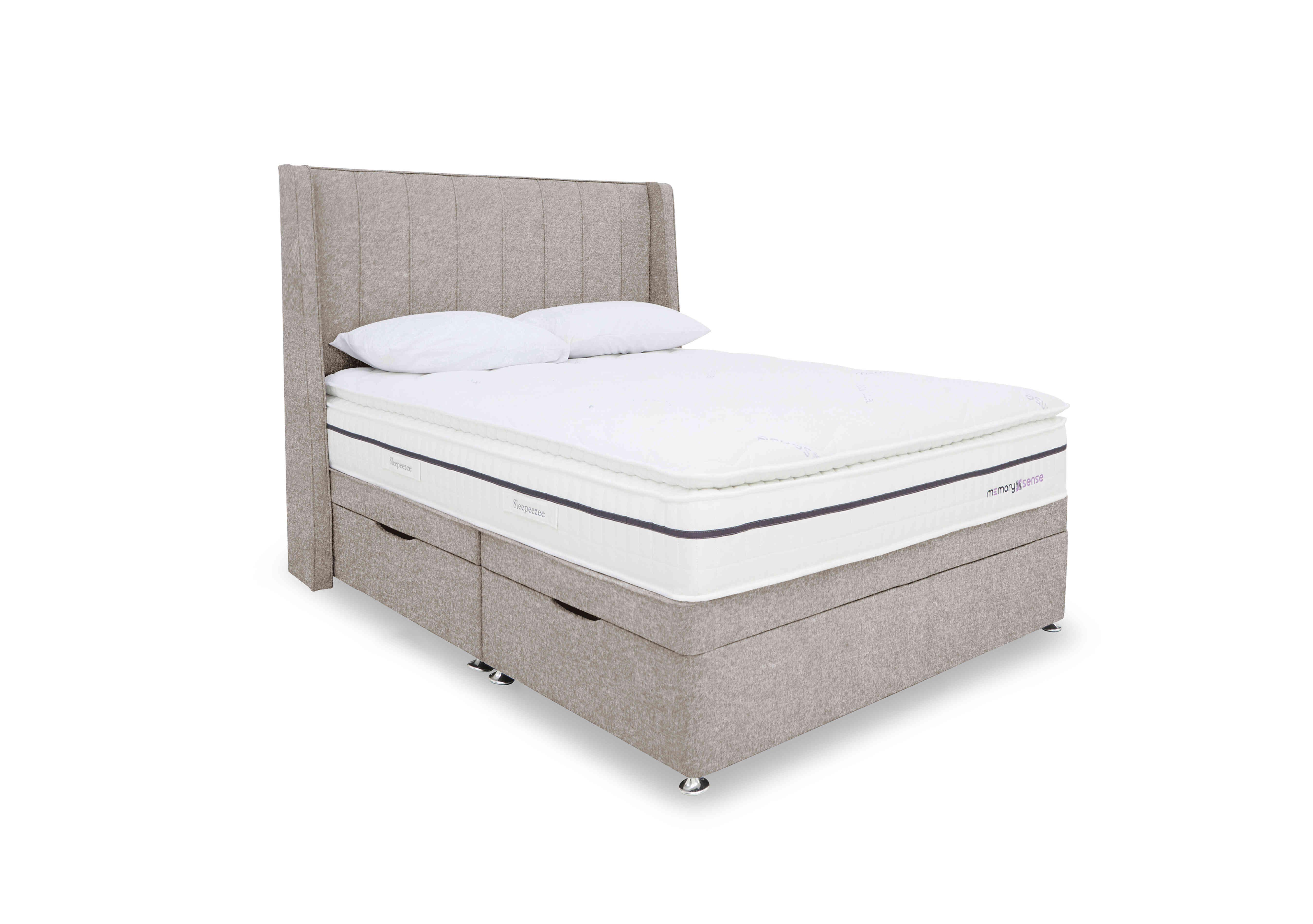 Memory Sense 2800 Side Ottoman Divan Set in Tweed Stone on Furniture Village