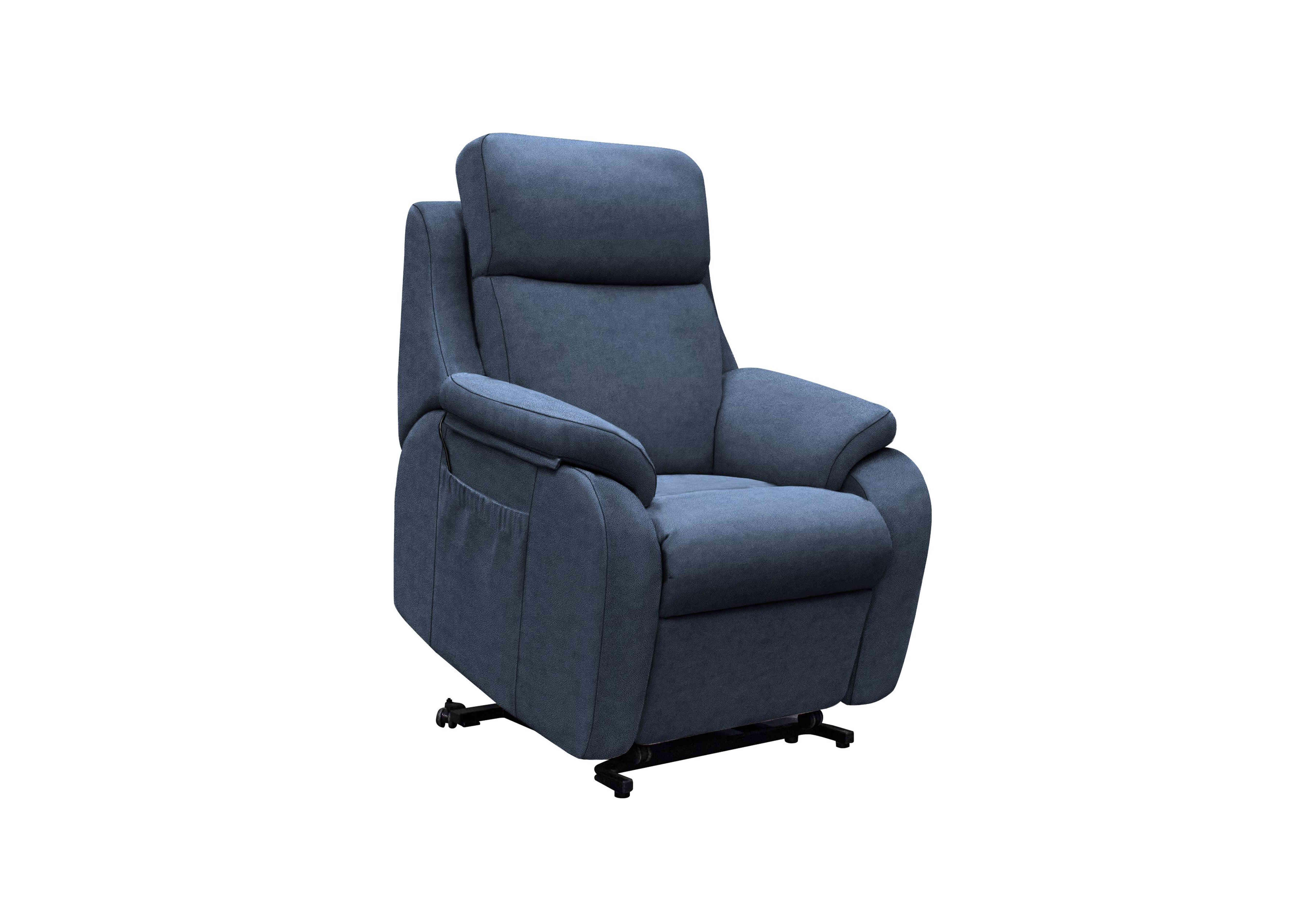 Kingsbury Small Fabric Lift and Rise Chair in A125 Stingray Indigo on Furniture Village