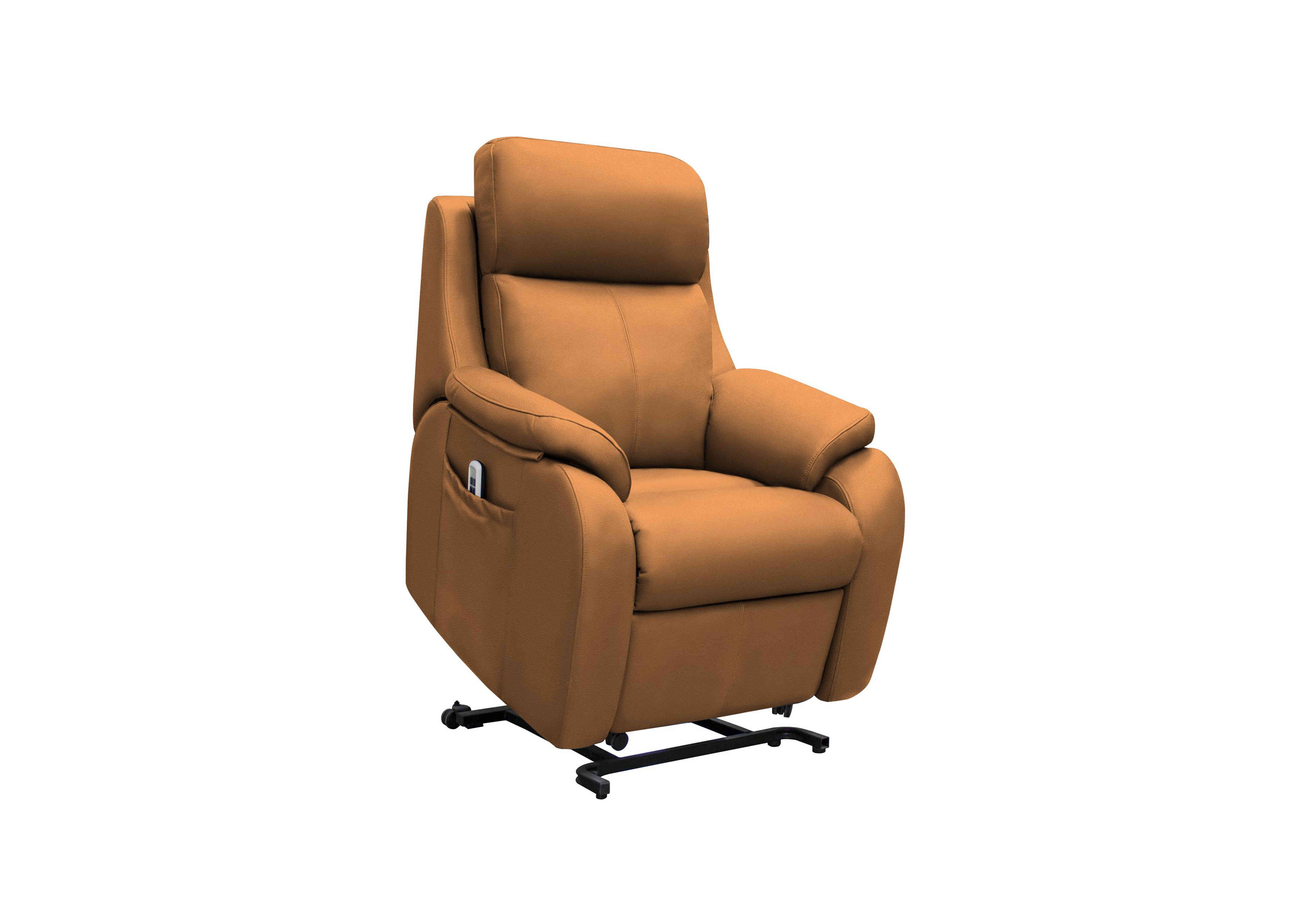 Kingsbury Small Leather Lift and Rise Chair in L847 Cambridge Tan on Furniture Village