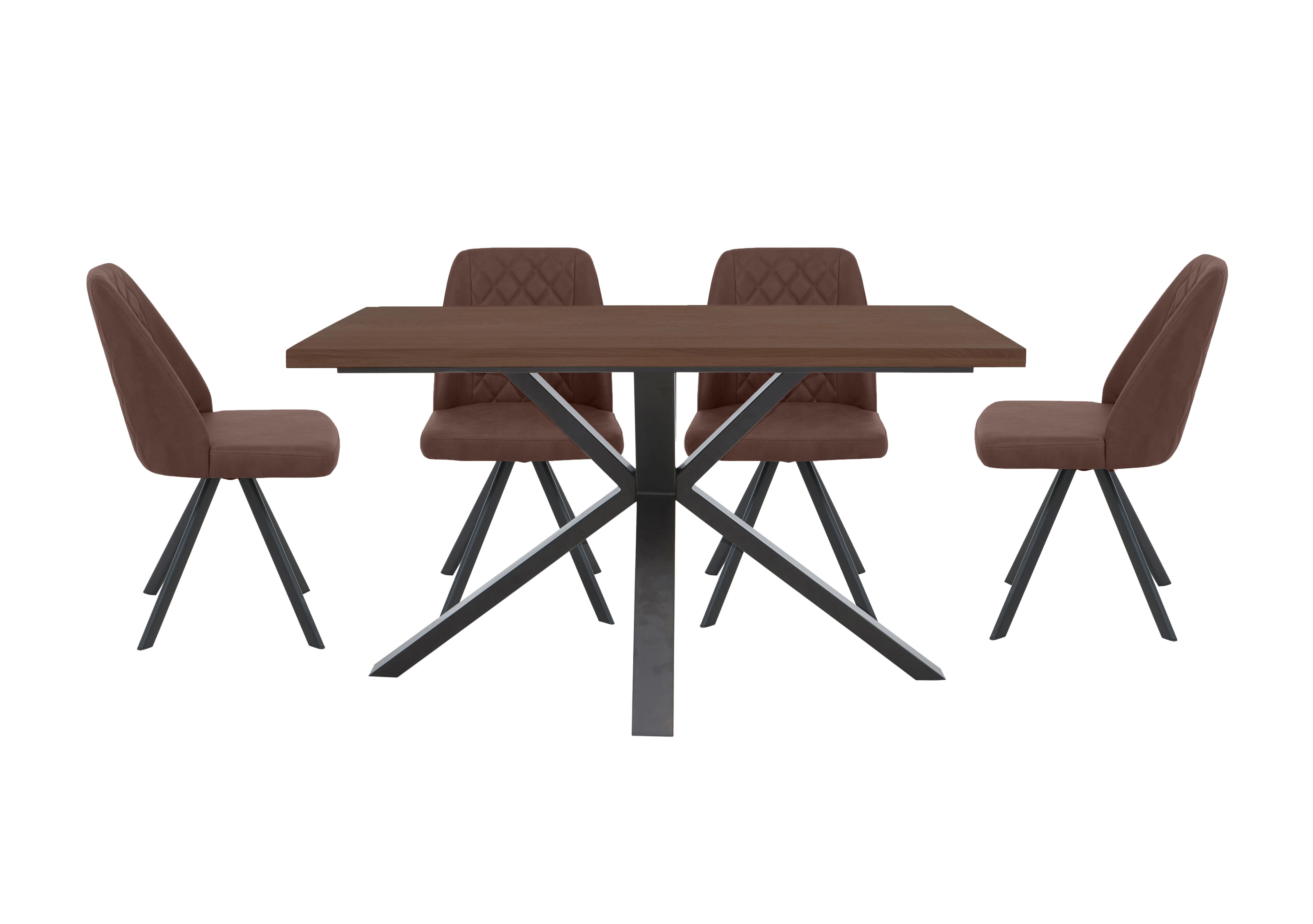 Mars Compact Dining Table with 4 Faux Leather Swivel Dining Chairs in Tan on Furniture Village