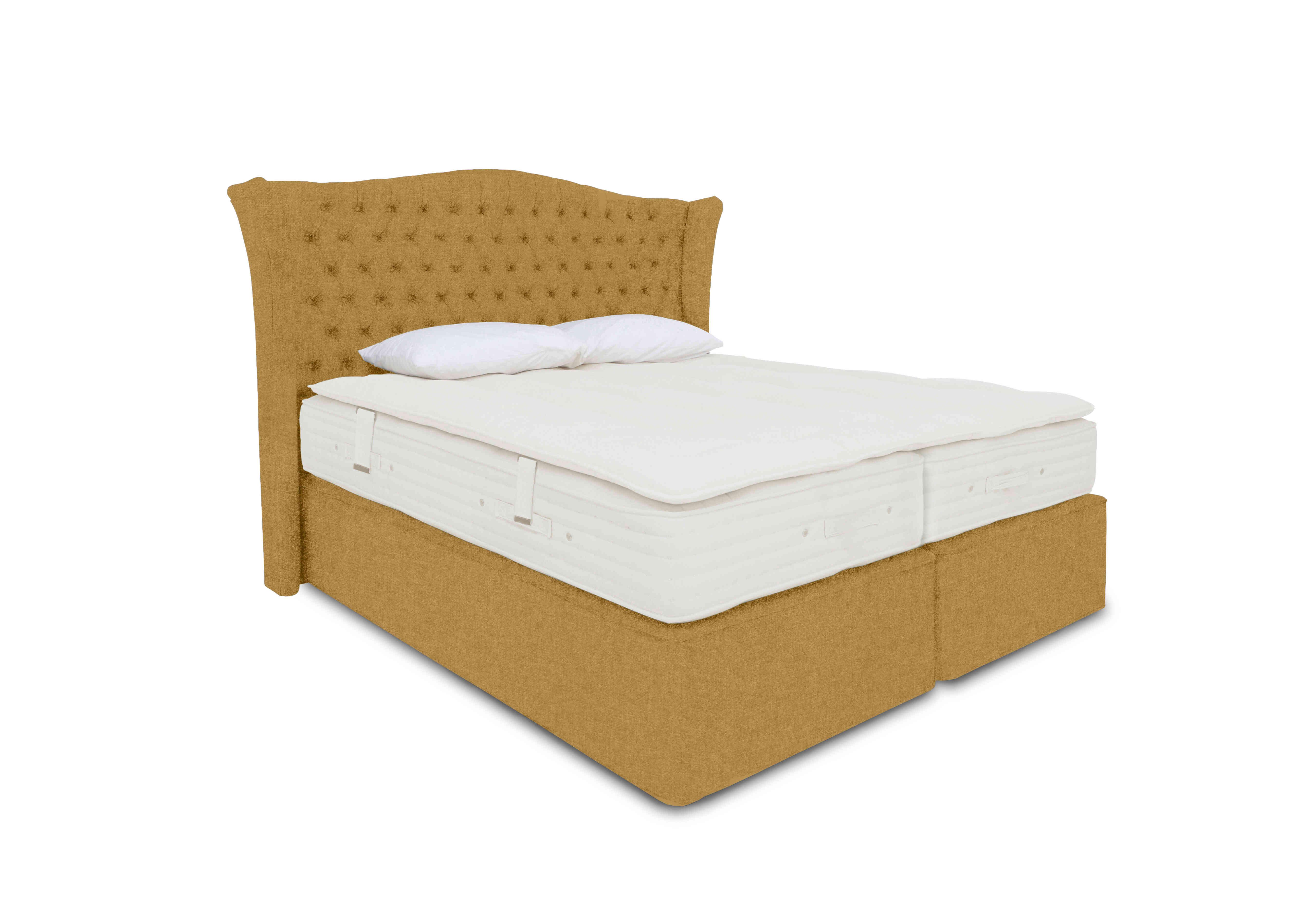 Majestic Zip and Link Sprung Divan Set in Tweed Mustard / 400 on Furniture Village