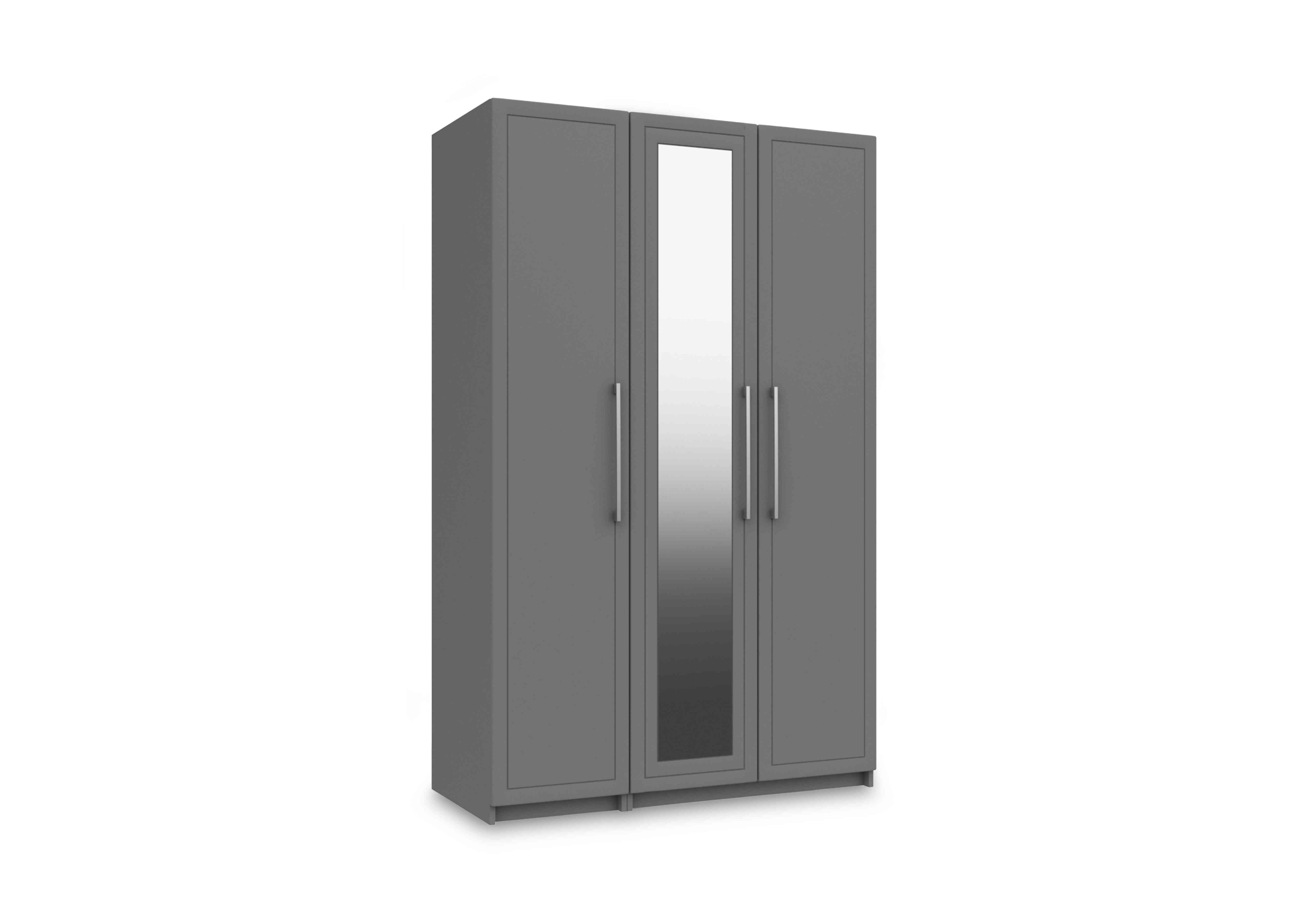 Bexley 3 Door Wardrobe with Mirror Door and Interior Lighting in Dust Grey Gloss on Furniture Village