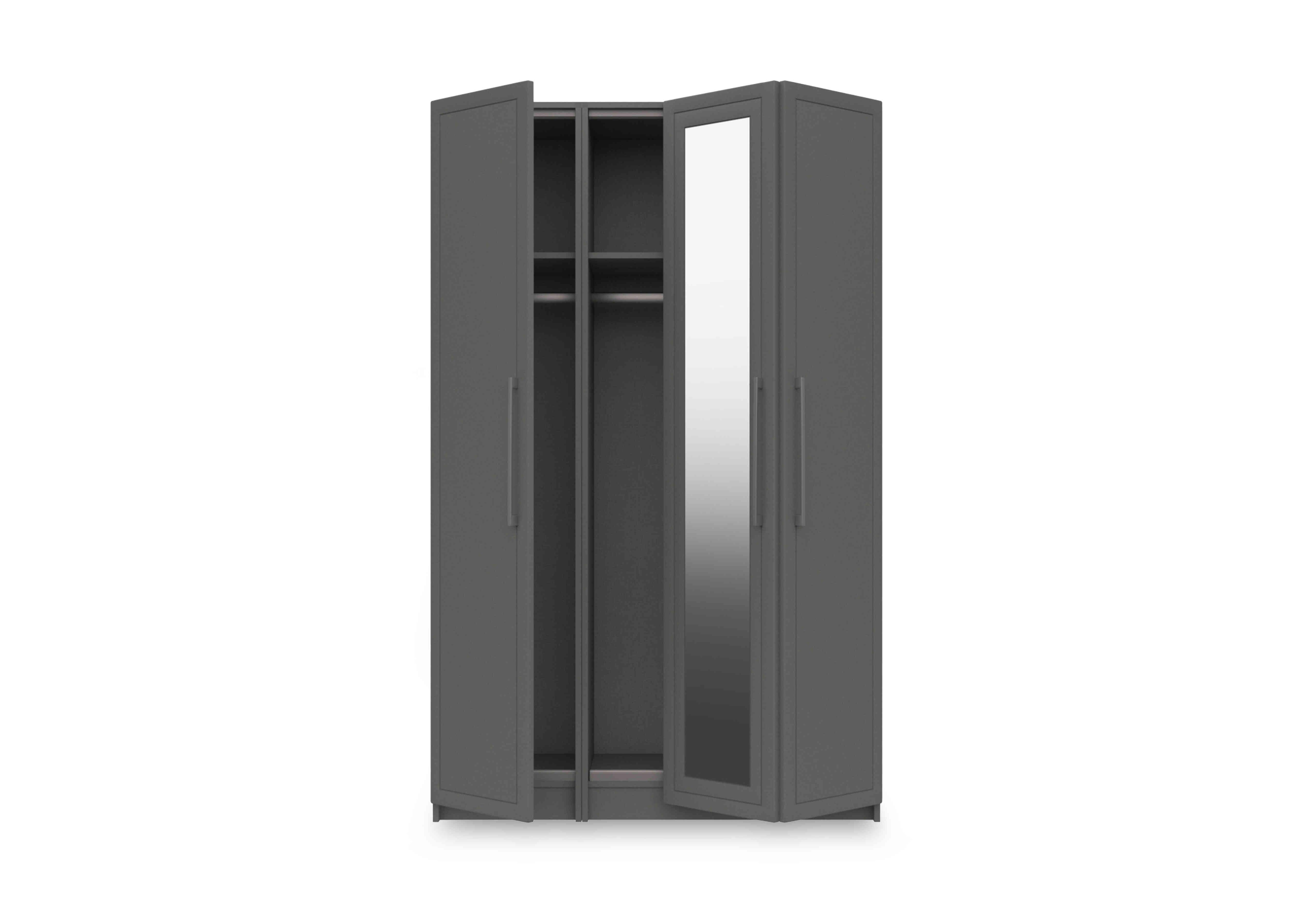 Bexley 3 Door Bifold Wardrobe with Mirror Door and Interior Lighting in Dust Grey Gloss on Furniture Village