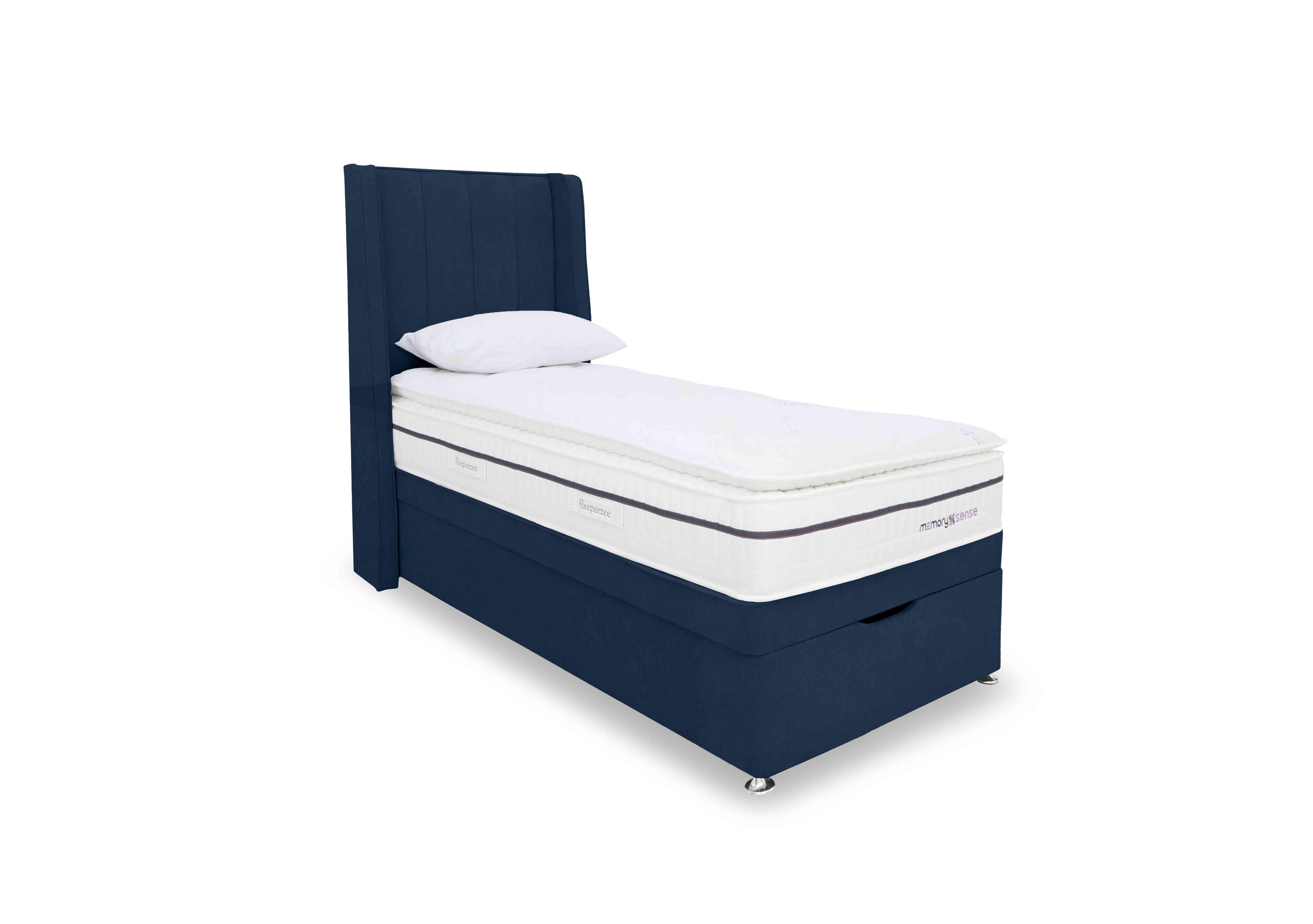 Memory Sense 2800 End Ottoman Divan Set in Plush Navy on Furniture Village