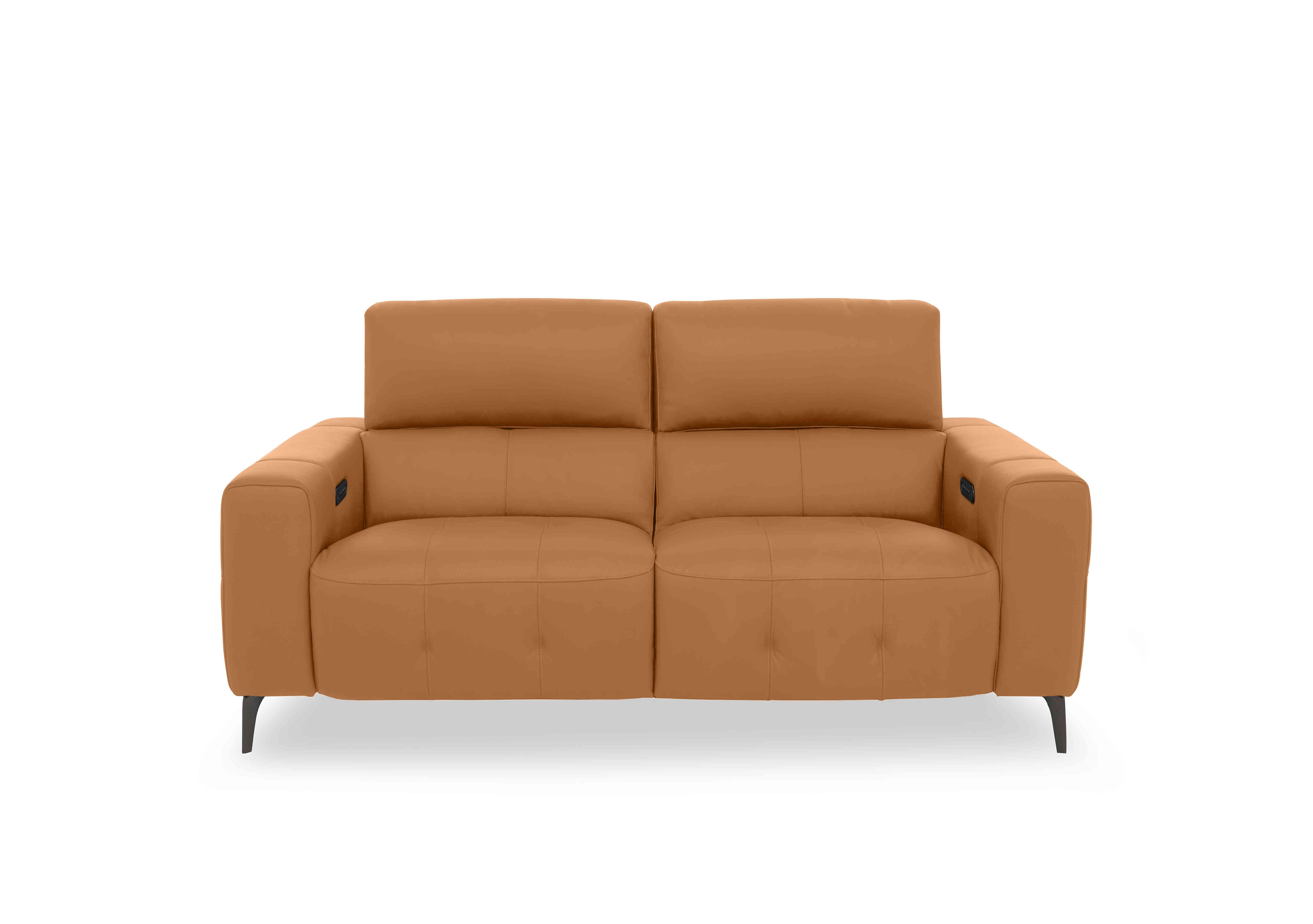 New York 2 Seater Leather Sofa in Bv-335e Honey Yellow on Furniture Village