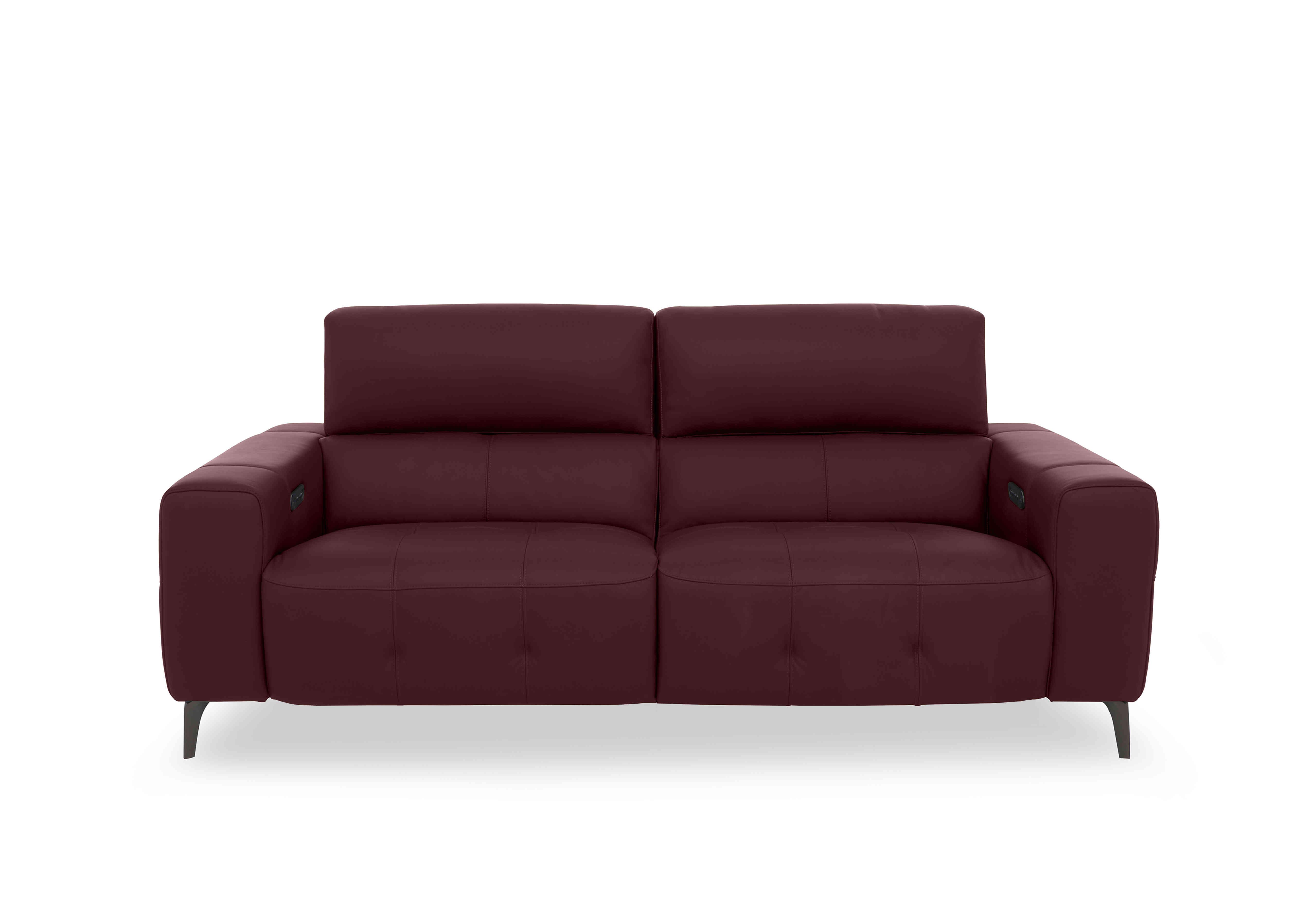 New York 3 Seater Leather Sofa in Bv-035c Deep Red on Furniture Village