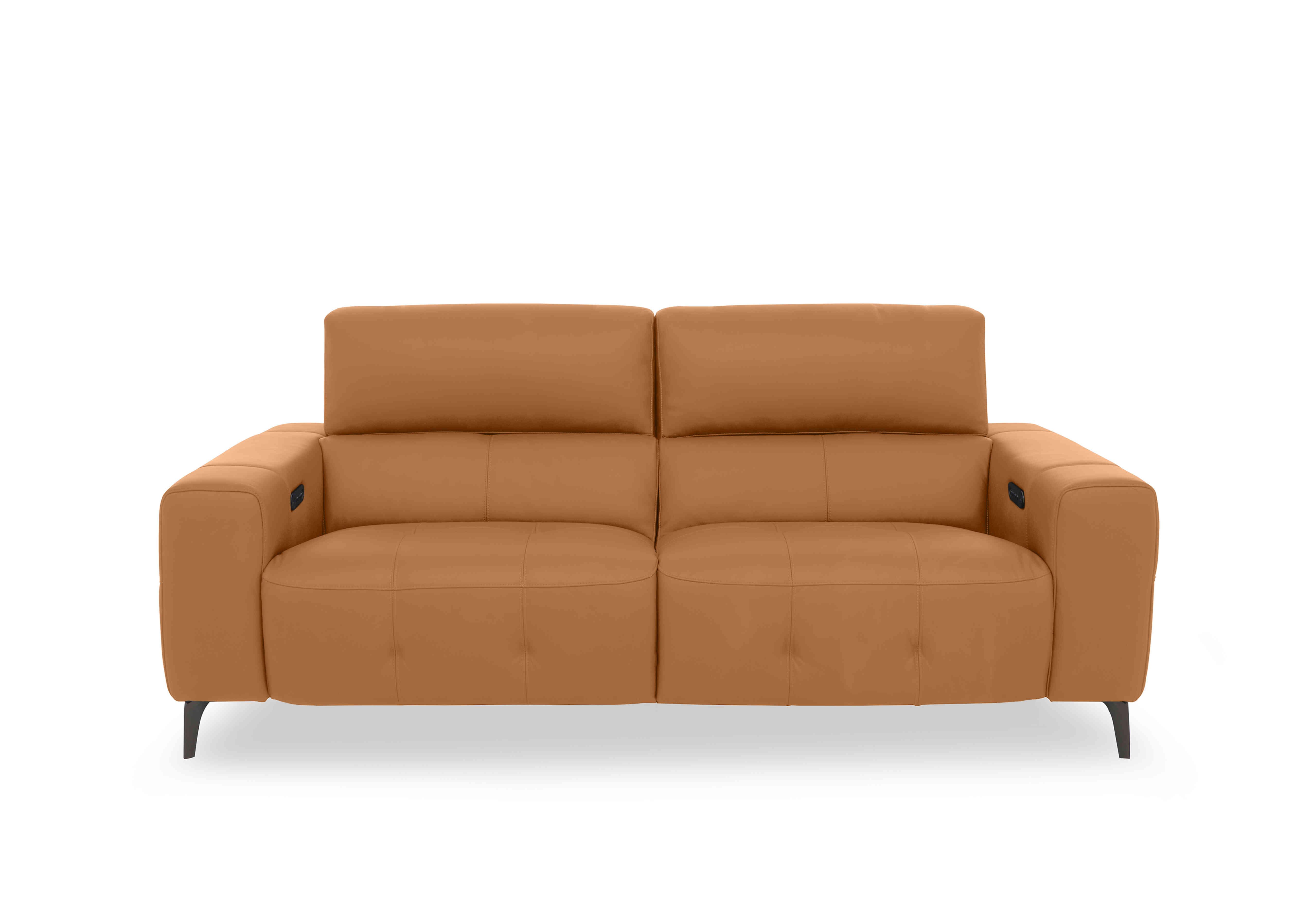 New York 3 Seater Leather Sofa in Bv-335e Honey Yellow on Furniture Village