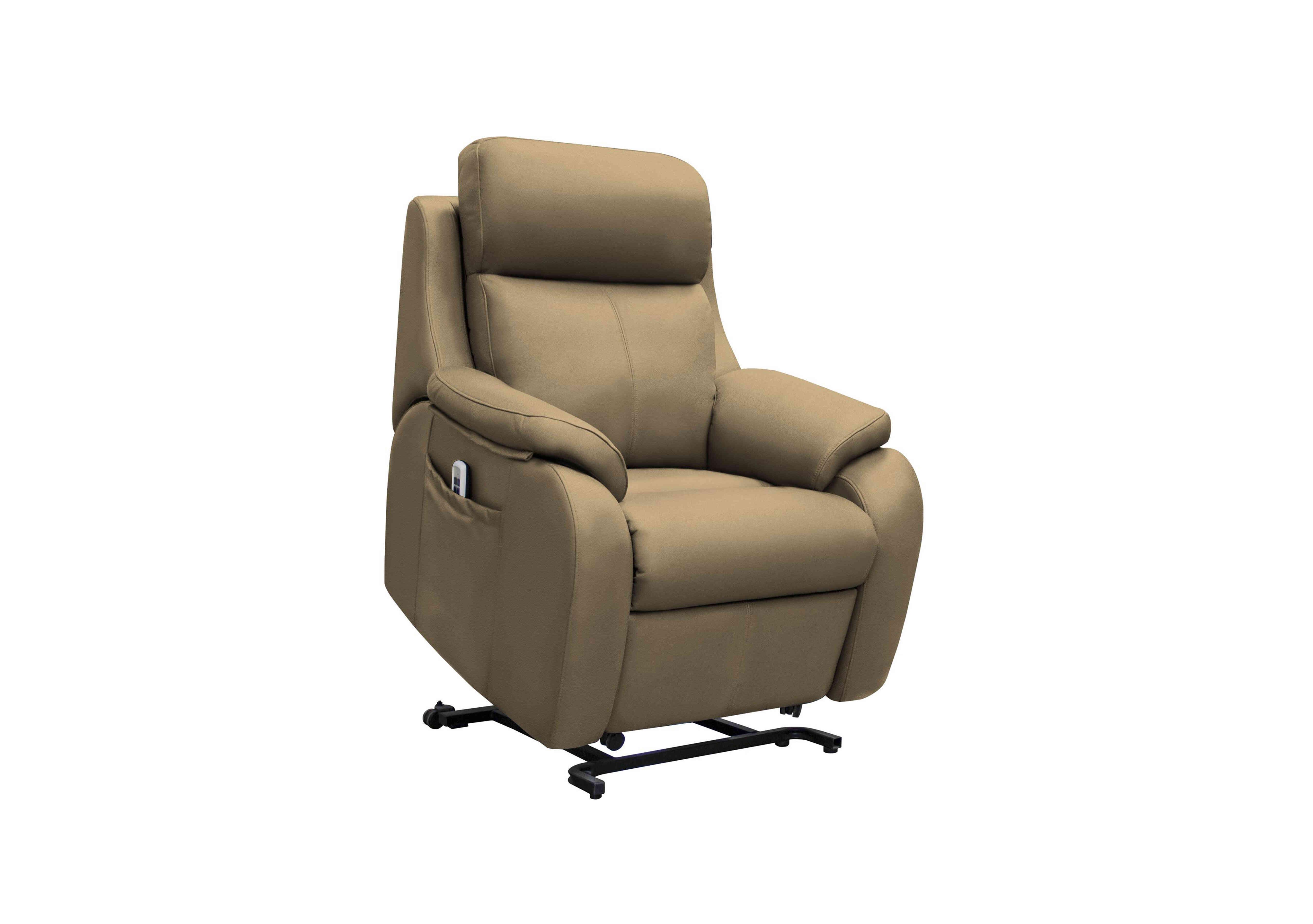 Kingsbury Large Leather Lift and Rise Chair in P216 Capri Mushroom on Furniture Village