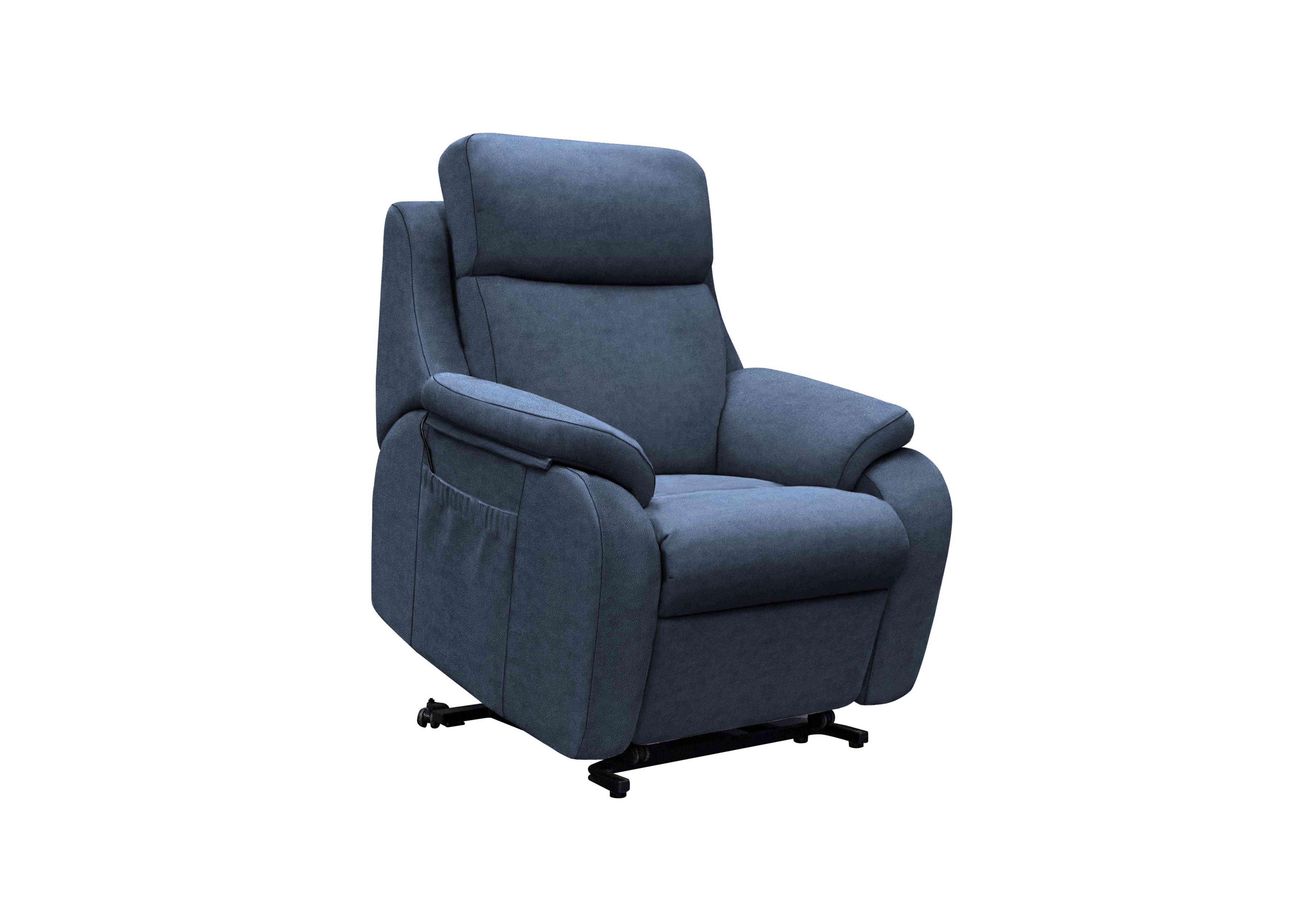 Kingsbury Large Fabric Lift and Rise Chair in A125 Stingray Indigo on Furniture Village