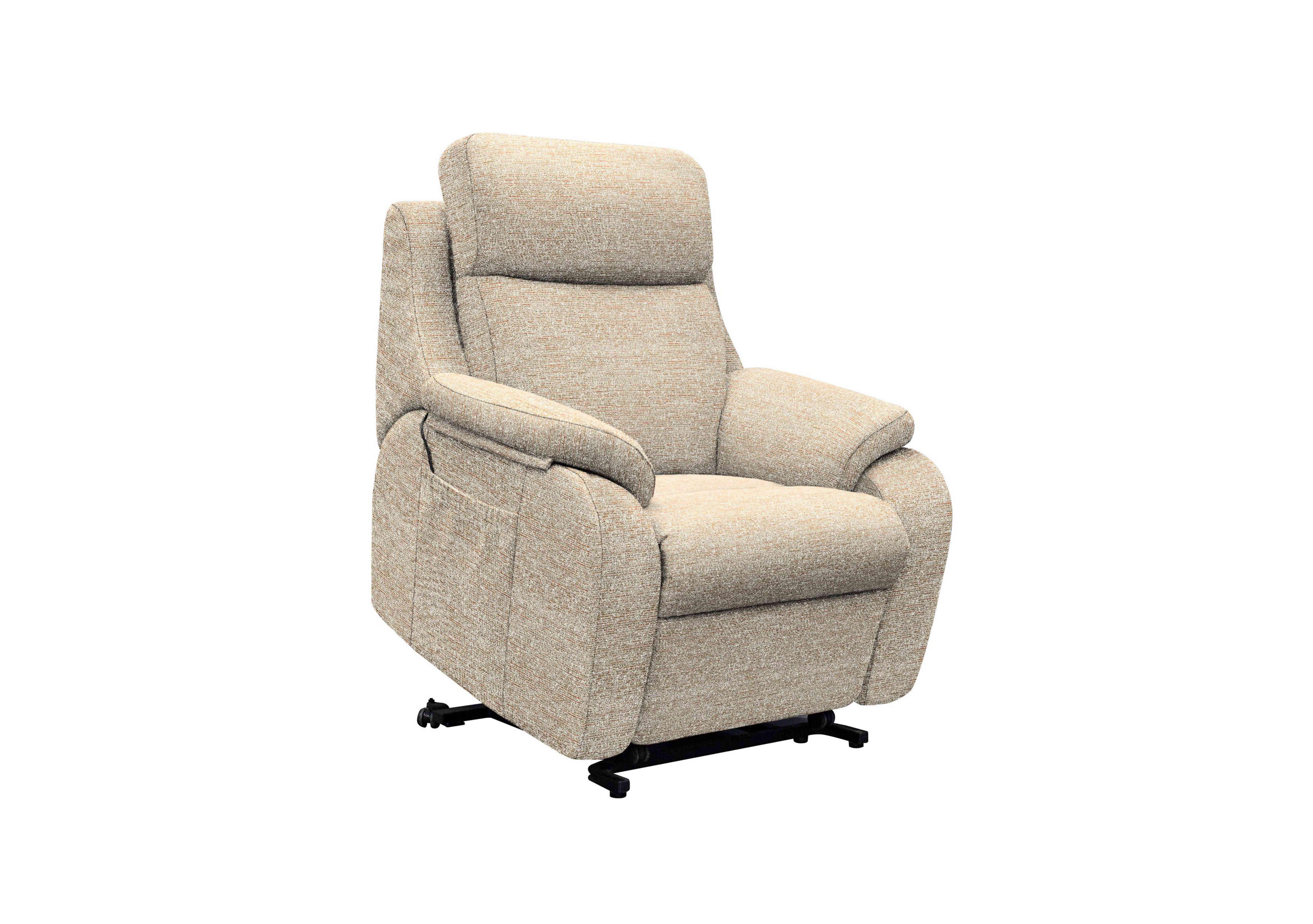 Kingsbury Large Fabric Lift and Rise Chair in C030 Kampala Beige on Furniture Village