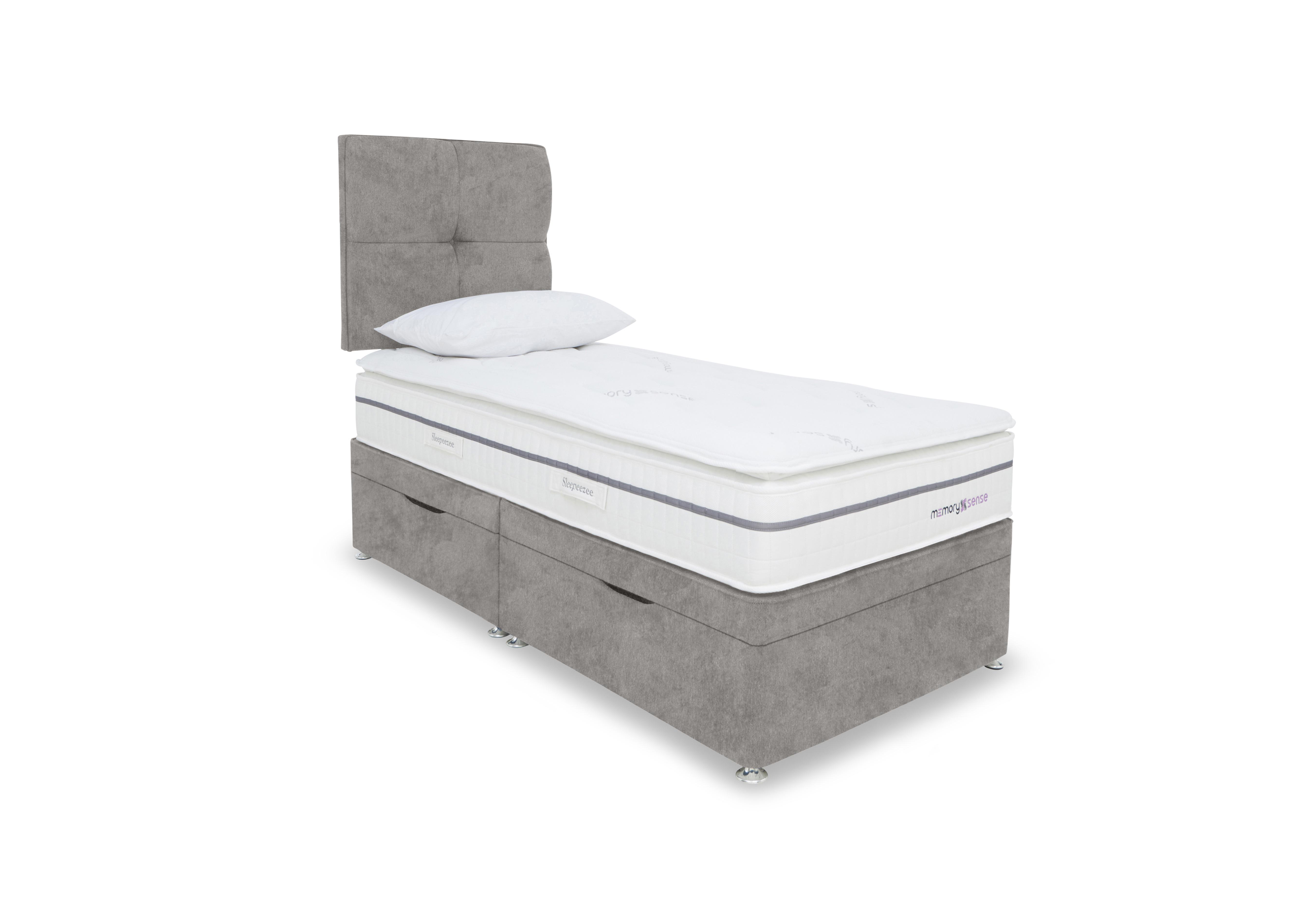 Memory Sense 2300 Side Ottoman Divan Set in Daytona Silver on Furniture Village