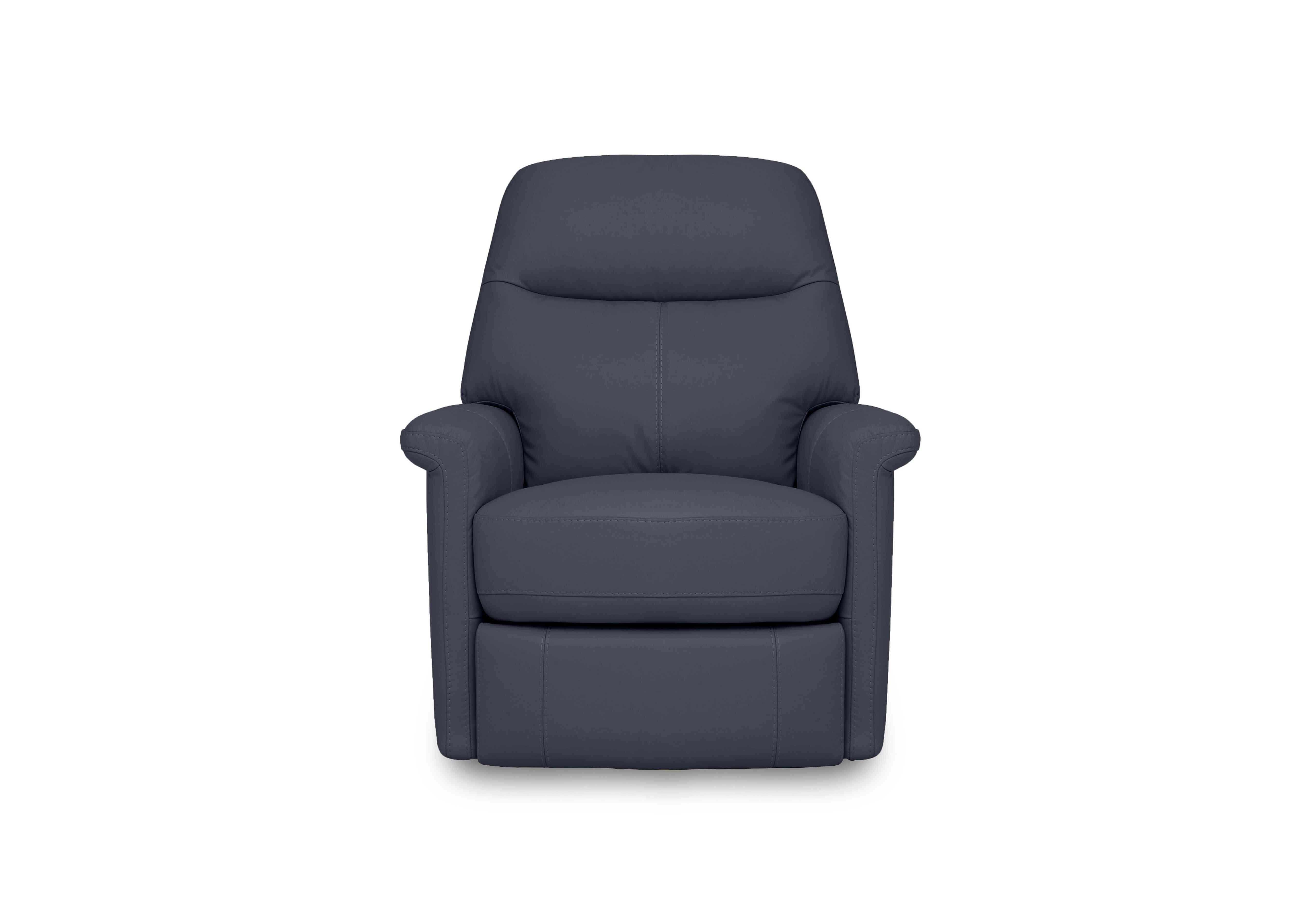 Compact Collection Lille Leather Rocker Swivel Chair with Power Recliner in Bv-313e Ocean Blue on Furniture Village