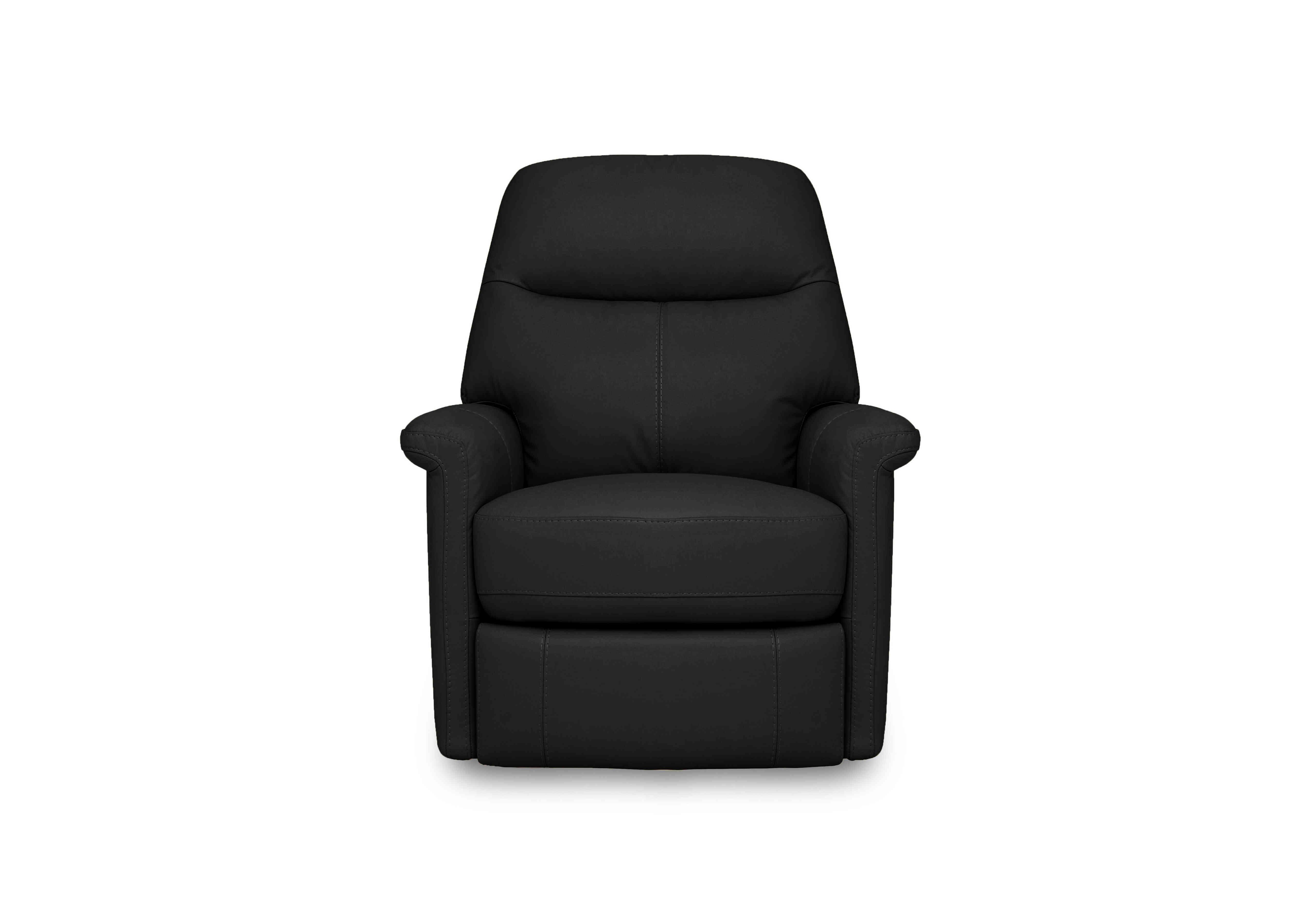 Compact Collection Lille Leather Rocker Swivel Chair with Power Recliner in Bv-3500 Classic Black on Furniture Village